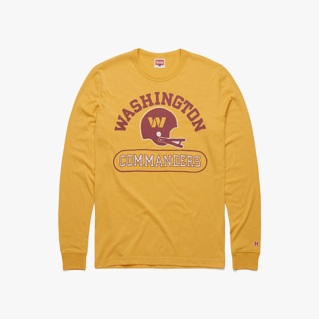 Washington Commanders Throwback Helmet Long Sleeve Tee | Retro NFL ...