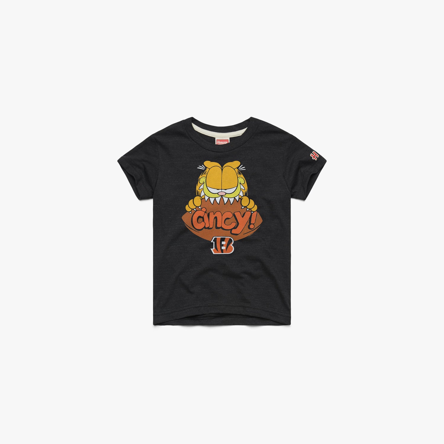 Youth Garfield x Cincinnati Bengals Youth T-Shirt from Homage. | Officially Licensed Vintage NFL Apparel from Homage Pro Shop.