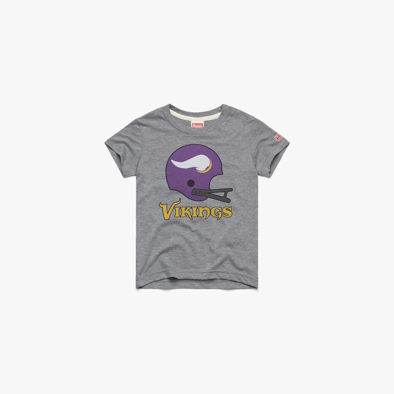 Minnesota Vikings Helmet T-Shirt from Homage. | Officially Licensed Vintage NFL Apparel from Homage Pro Shop.