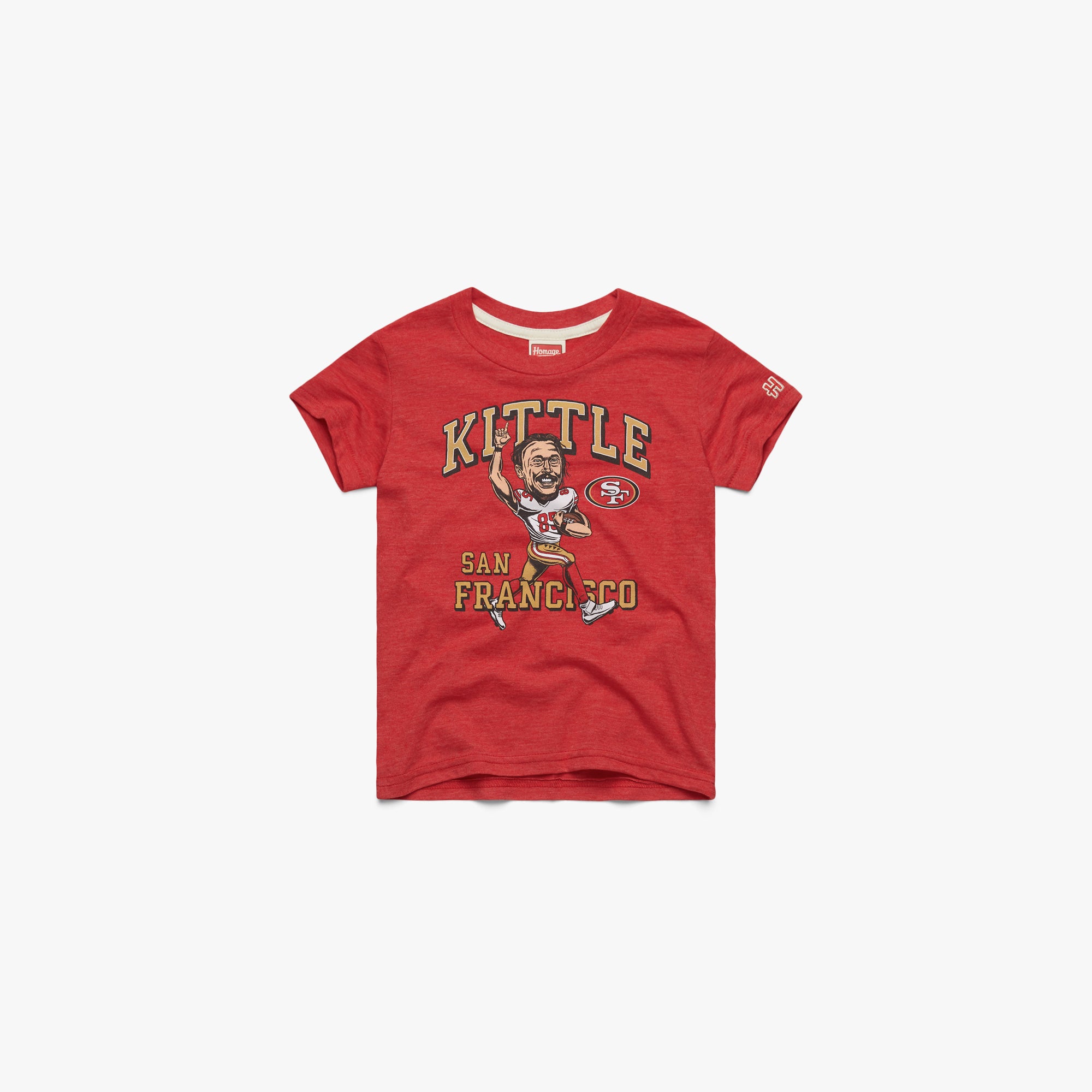 Youth San Francisco 49ers George Kittle Youth T-Shirt from Homage. | Officially Licensed Vintage NFL Apparel from Homage Pro Shop.