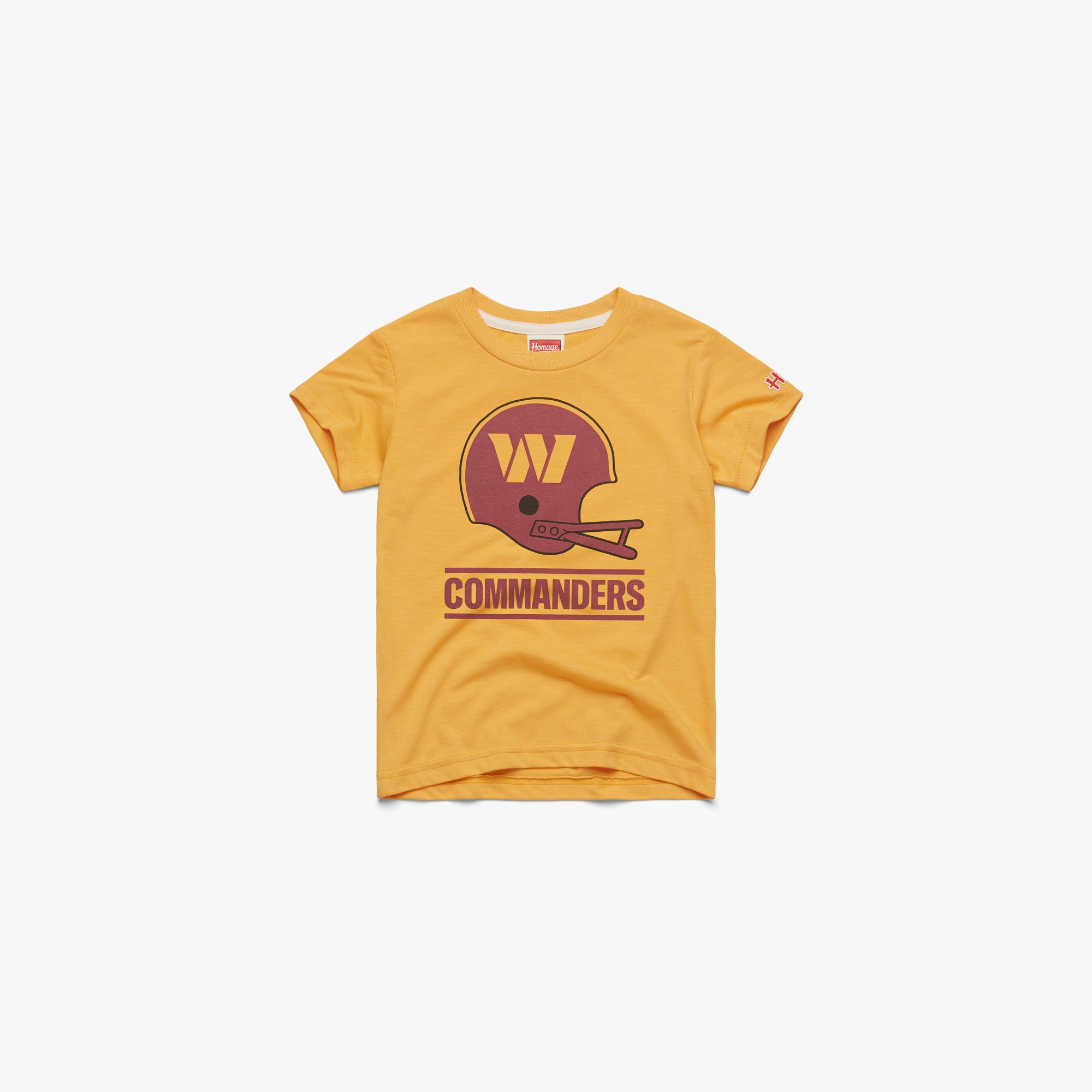 Youth Washington Commanders Big Helmet Youth T-Shirt from Homage. | Officially Licensed Vintage NFL Apparel from Homage Pro Shop.