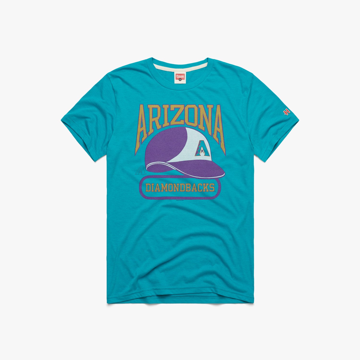 Arizona Diamondbacks Helmet T-Shirt from Homage. | Teal | Vintage Apparel from Homage.