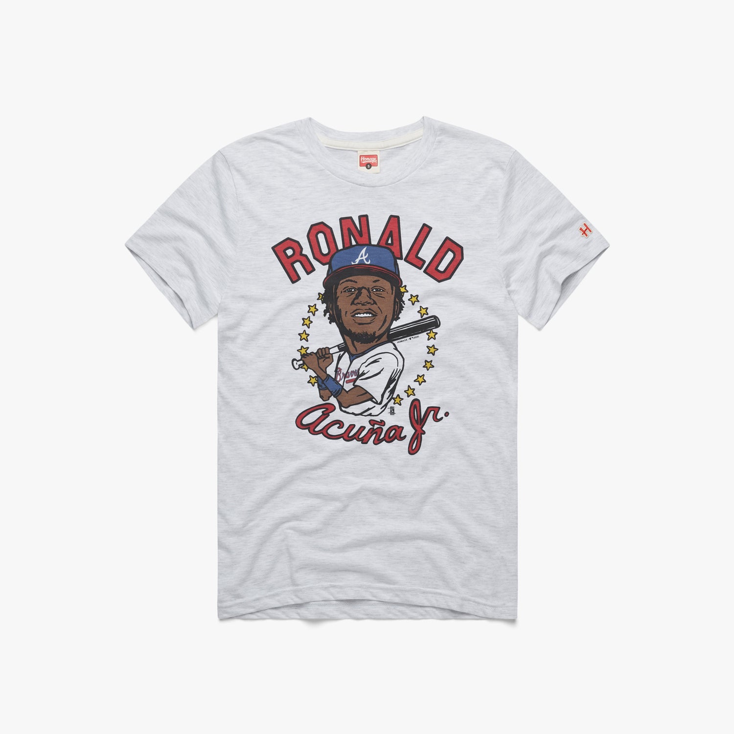 Men's Atlanta Braves Ronald Acuna Jr. Homage White Caricature Tri-Blend T- Shirt
