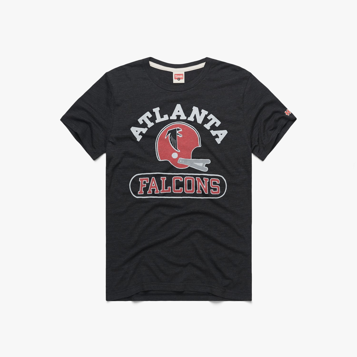 Atlanta Falcons Helmet Retro T-Shirt from Homage. | Officially Licensed Vintage NFL Apparel from Homage Pro Shop.