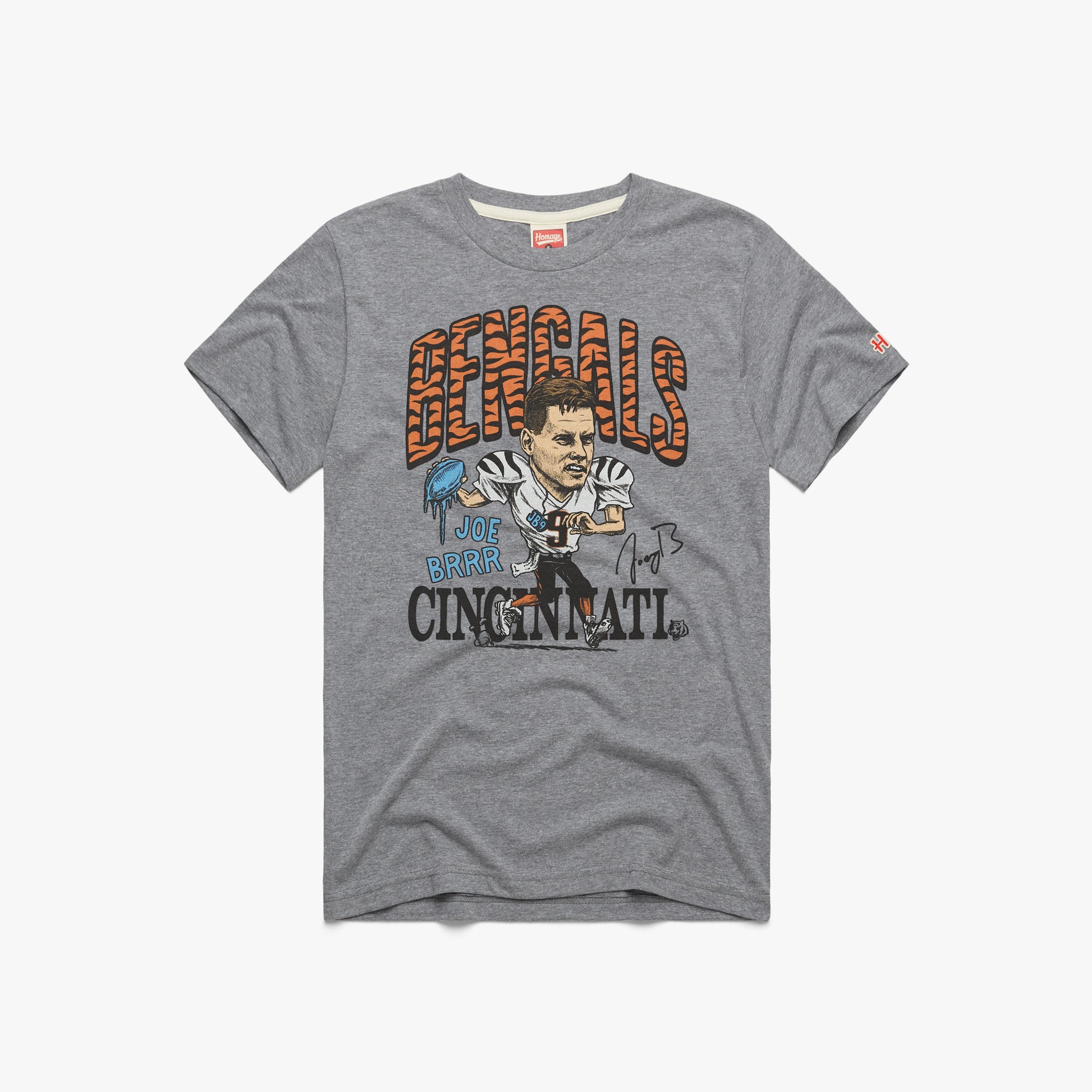 Cincinnati Bengals Joe Burrow Signature T-Shirt from Homage. | Officially Licensed Vintage NFL Apparel from Homage Pro Shop.