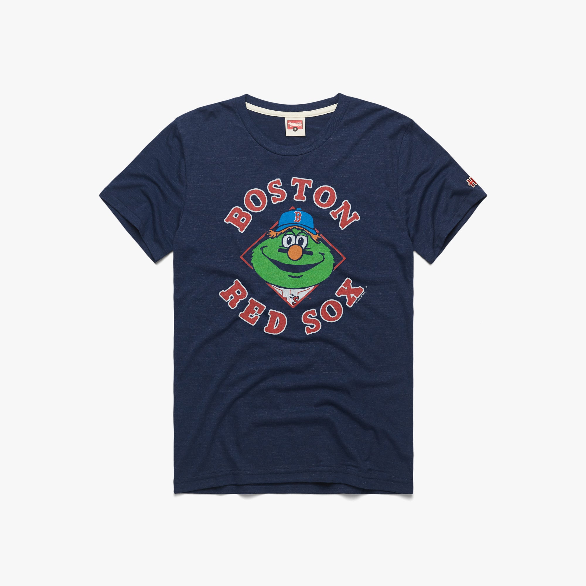 Boston Red Sox Wally The Green Monster T-Shirt from Homage. | Navy | Vintage Apparel from Homage.