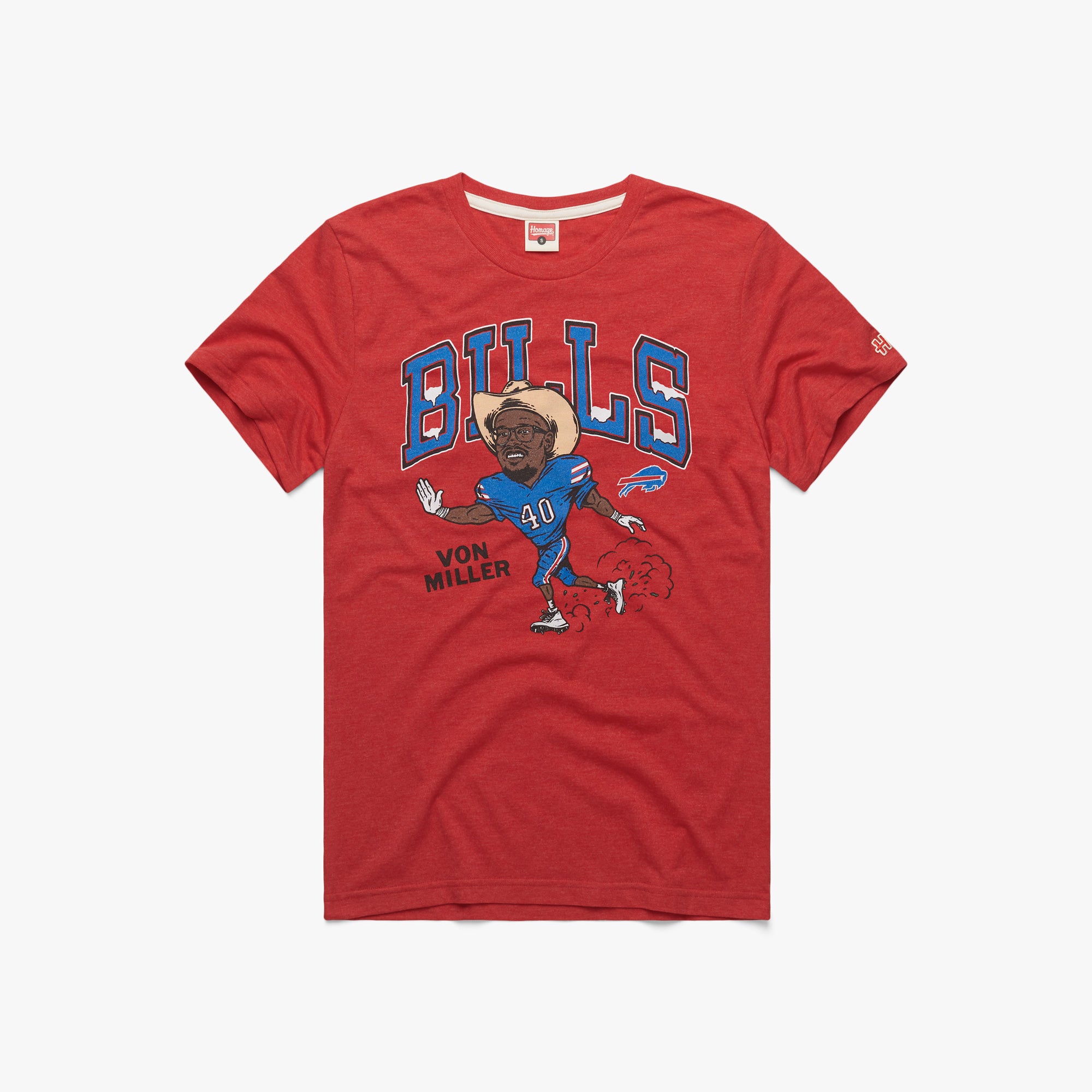 Buffalo Bills Von Miller T-Shirt from Homage. | Officially Licensed Vintage NFL Apparel from Homage Pro Shop.