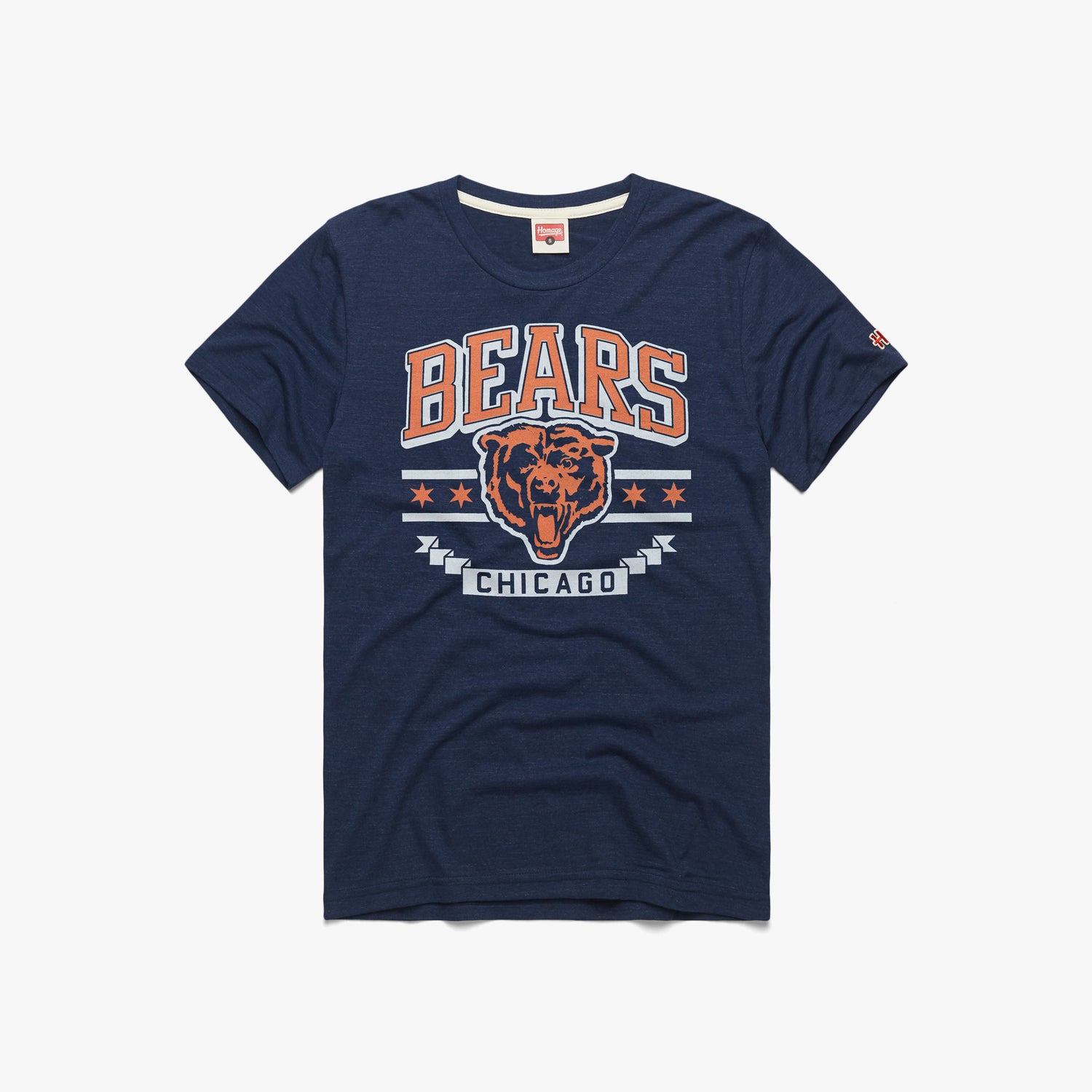 Chicago Bears Banner T-Shirt from Homage. | Officially Licensed Vintage NFL Apparel from Homage Pro Shop.