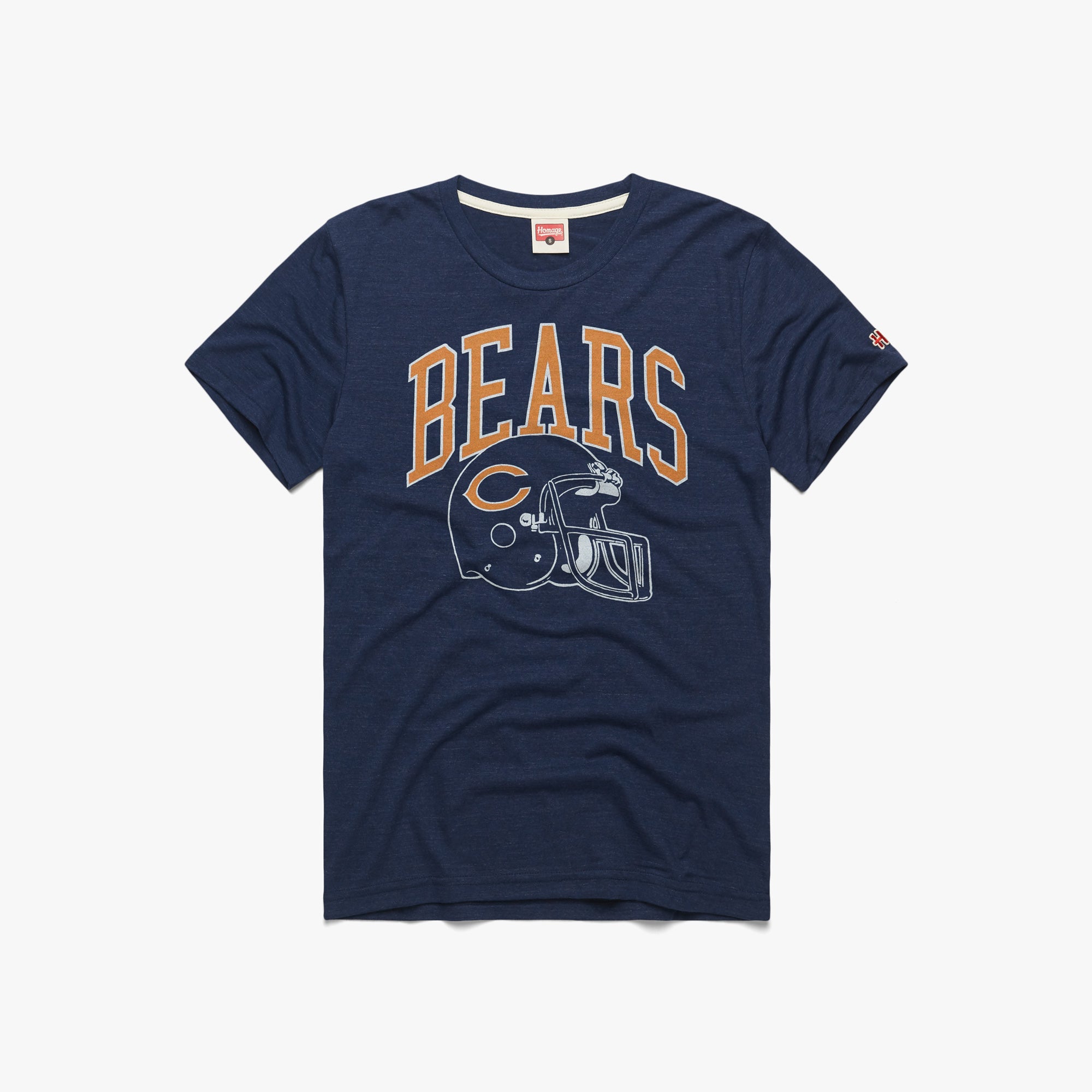 Chicago Bears Helmet Retro T-Shirt from Homage. | Officially Licensed Vintage NFL Apparel from Homage Pro Shop.