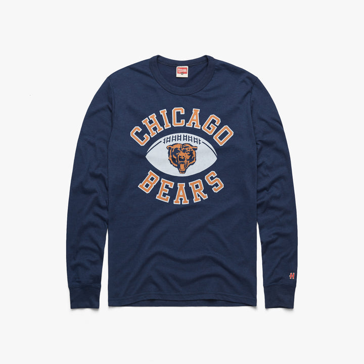 Chicago Bears Throwback Helmet Long Sleeve Tee from Homage. | Officially Licensed Vintage NFL Apparel from Homage Pro Shop.