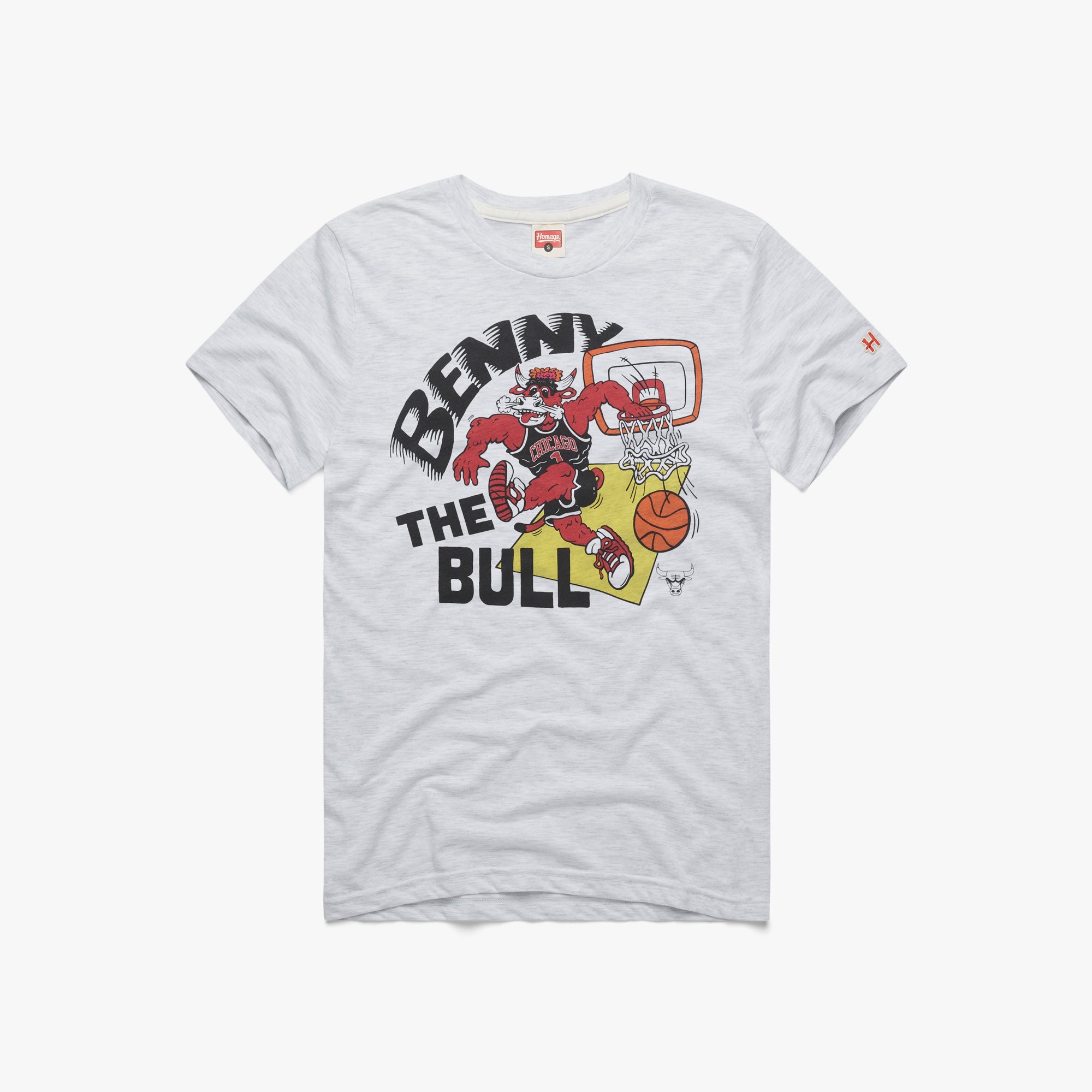 Chicago Bulls Logo T-Shirt from Homage. | Grey | Vintage Apparel from Homage.