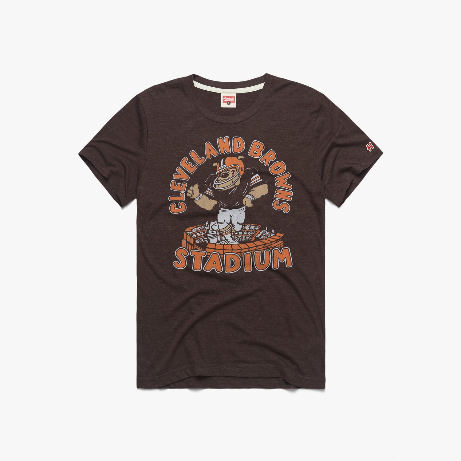 Cleveland Browns Municipal Stadium T-Shirt from Homage. | Officially Licensed Vintage NFL Apparel from Homage Pro Shop.