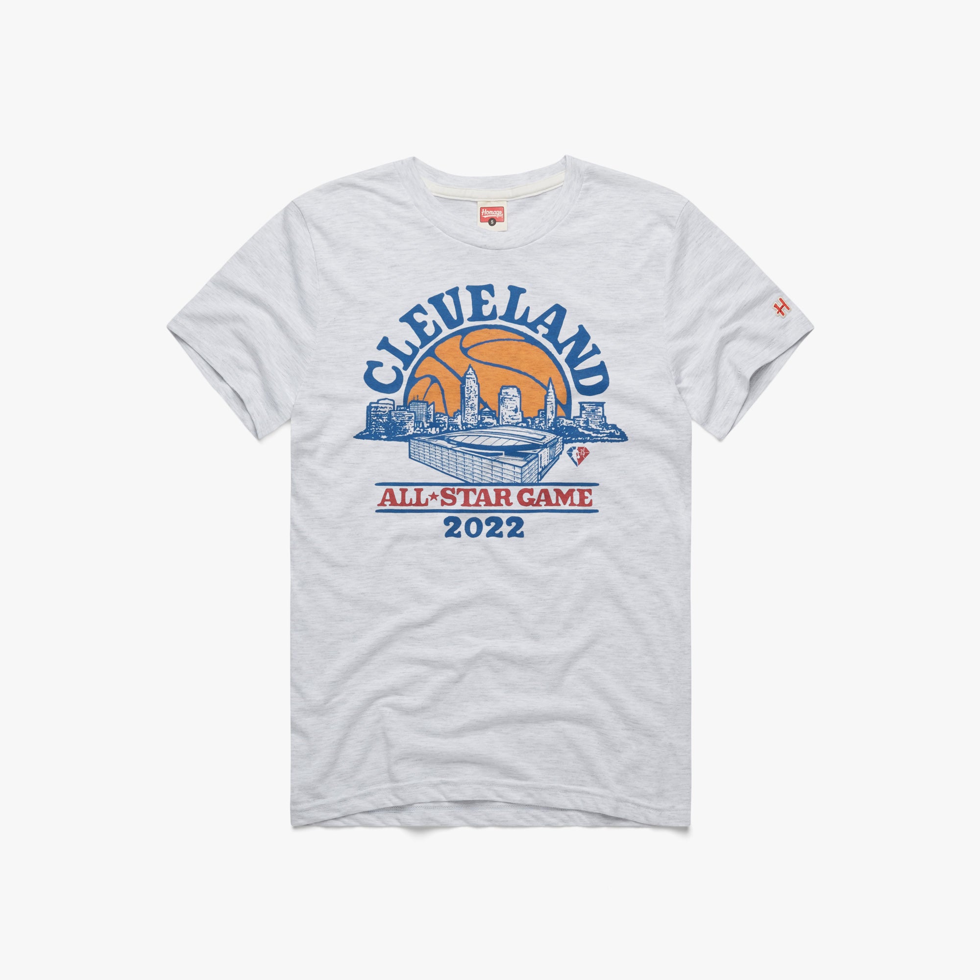 Cleveland NBA All Star Game 2022 T-Shirt from Homage. | Ash | Vintage Apparel from Homage.
