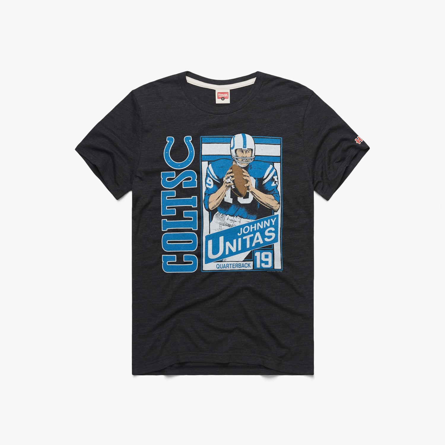 Indianapolis Colts Johnny Unitas Spotlight T-Shirt from Homage. | Officially Licensed Vintage NFL Apparel from Homage Pro Shop.