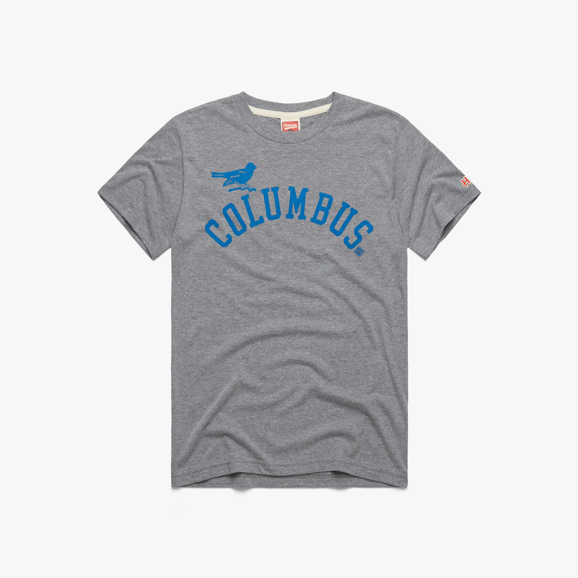 Columbus Blue Birds T-Shirt from Homage. | Grey | Vintage Apparel from Homage.