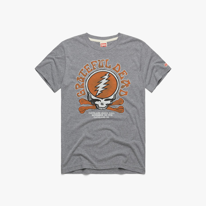 Grateful Dead Cleveland Music Hall T-Shirt from Homage. | Grey | Vintage Apparel from Homage.