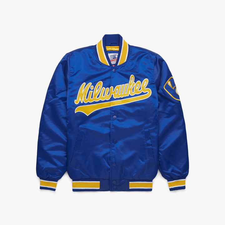 Starter Royal/Yellow Milwaukee Brewers Tri-Color Jacket - Jackets Masters