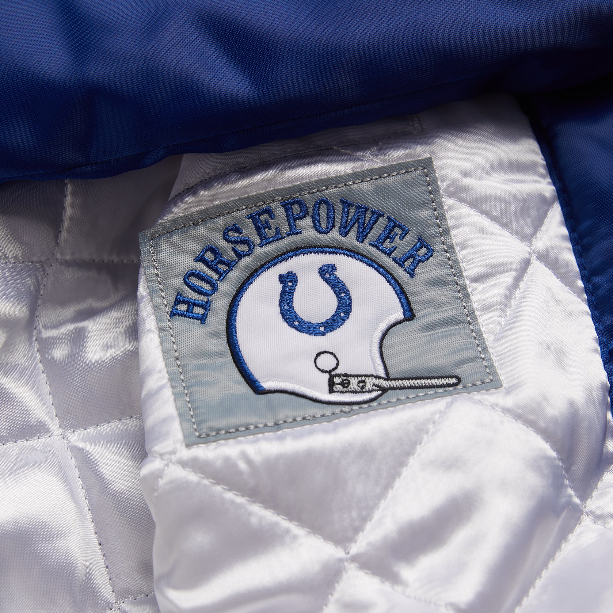 Indianapolis Colts Starter Satin Grey and Blue Jacket