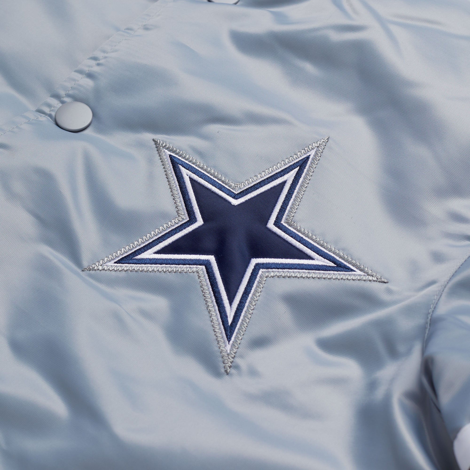 Starter White/Blue Satin Dallas Cowboys Warm-Up Pitch Jacket