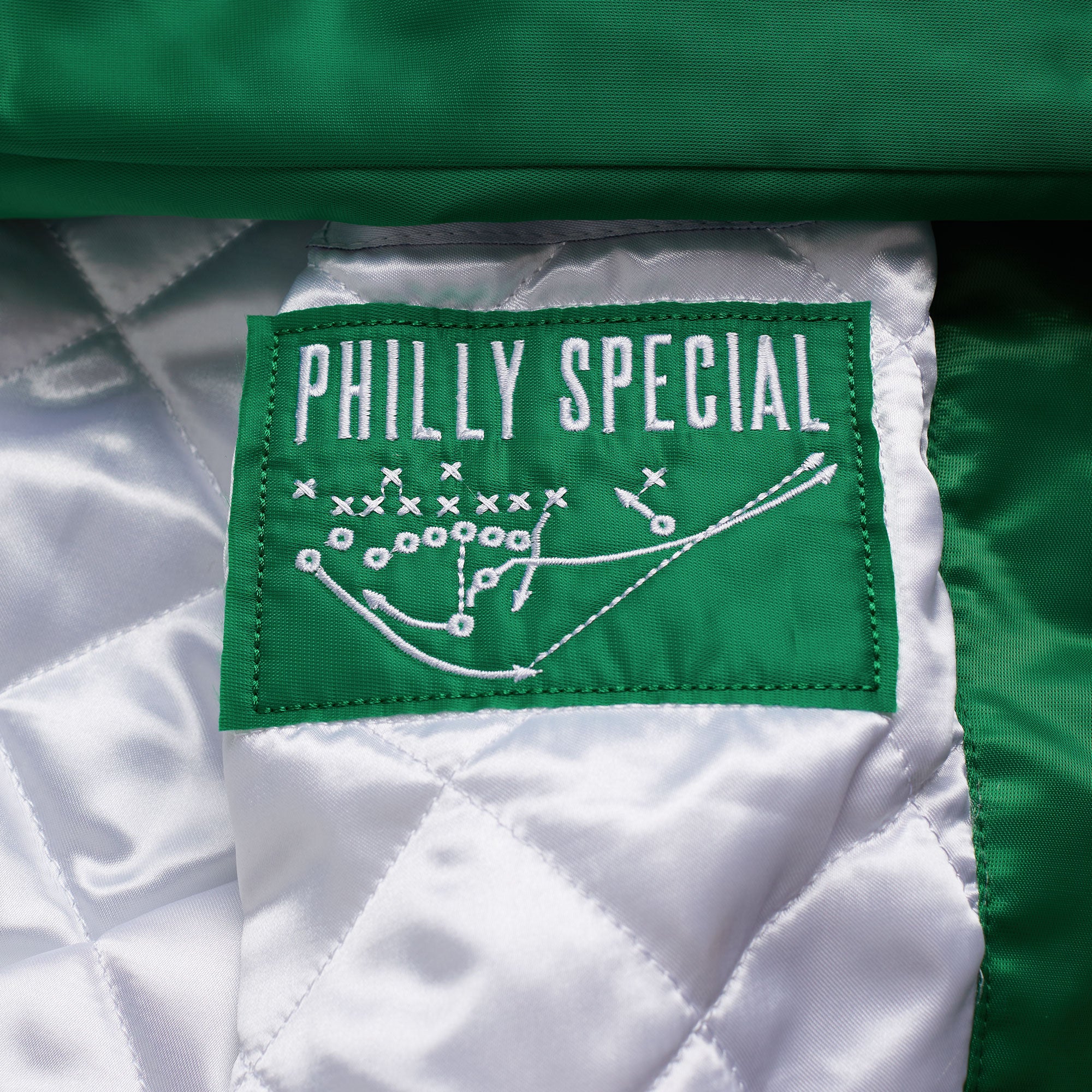 90’s Philadelphia Eagles Green Satin Bomber Jacket