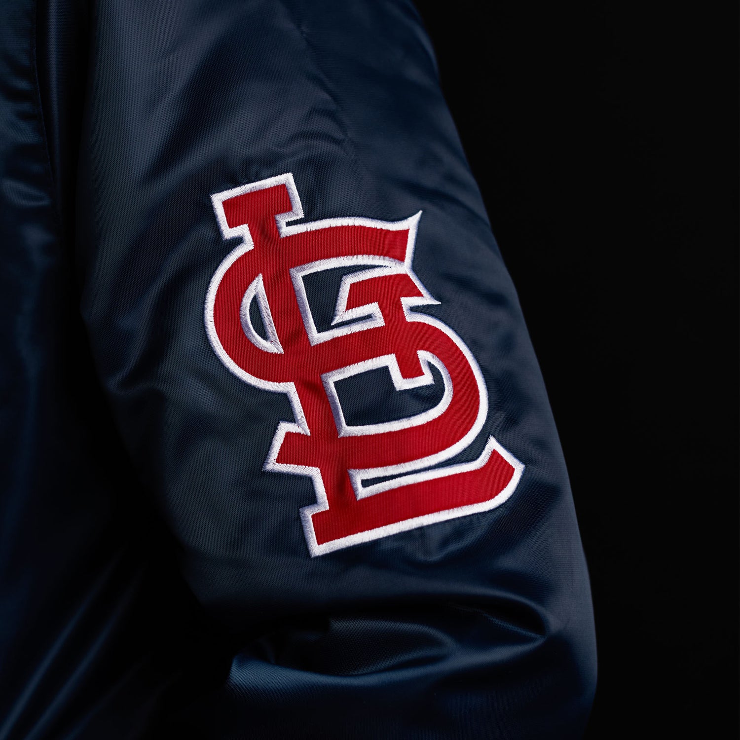 Men's Starter Navy St. Louis Cardinals Slider Satin Full-Snap Varsity Jacket