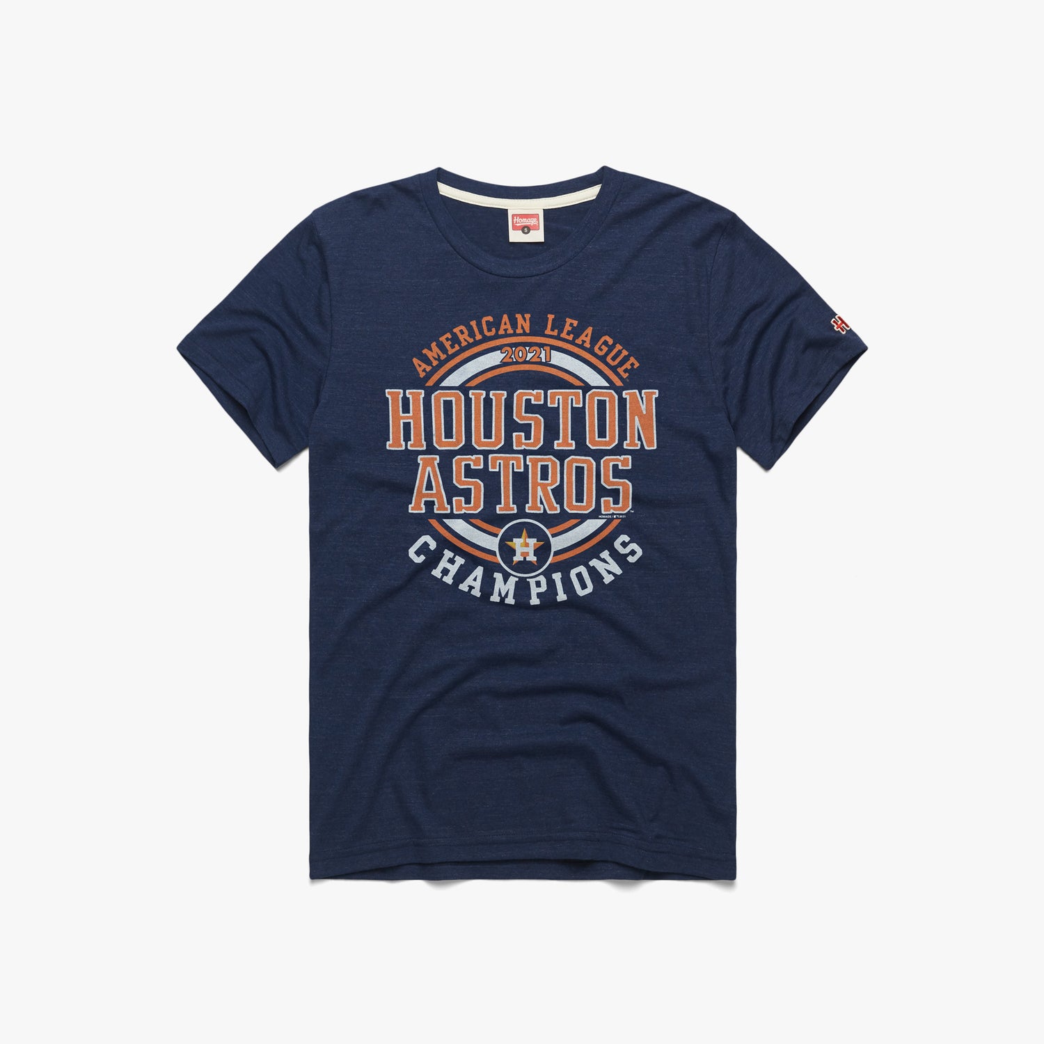 Houston Astros 2021 Al Champions T-Shirt from Homage. | Navy | Vintage Apparel from Homage.