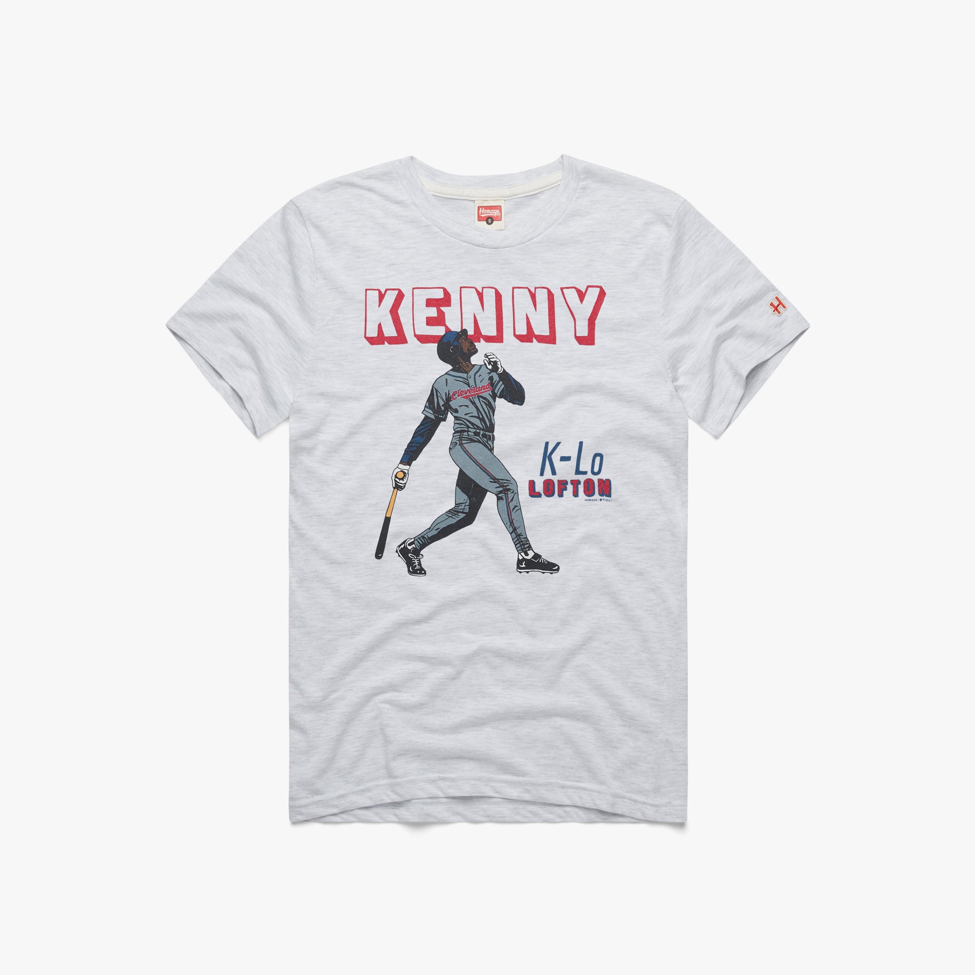 Kenny Lofton Cleveland Home Run T-Shirt from Homage. | Ash | Vintage Apparel from Homage.