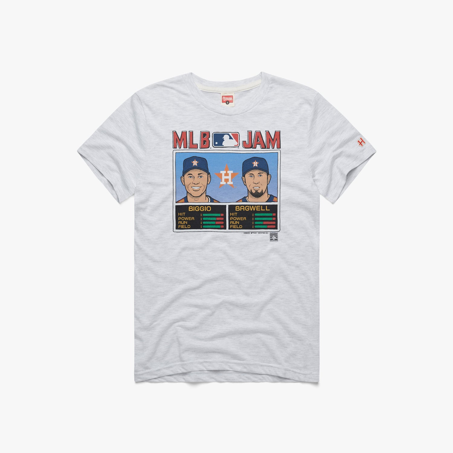 MLB Jam Astros Biggio and Bagwell T-Shirt from Homage. | Ash | Vintage Apparel from Homage.