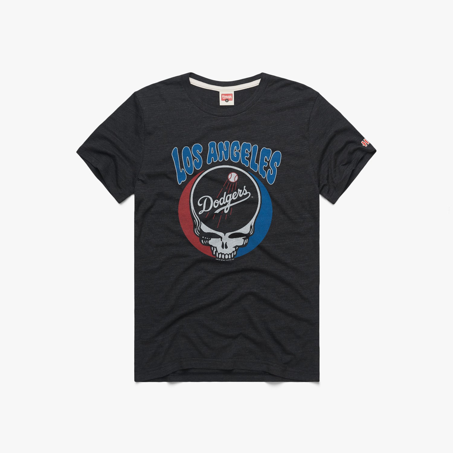 Dodger Stadium Los Angeles T-Shirt from Homage. | Ash | Vintage Apparel from Homage.