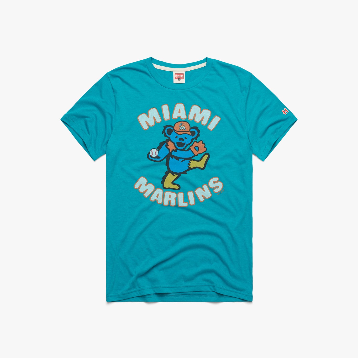 MLB x Grateful Dead x Marlins T-Shirt from Homage. | Teal | Vintage Apparel from Homage.