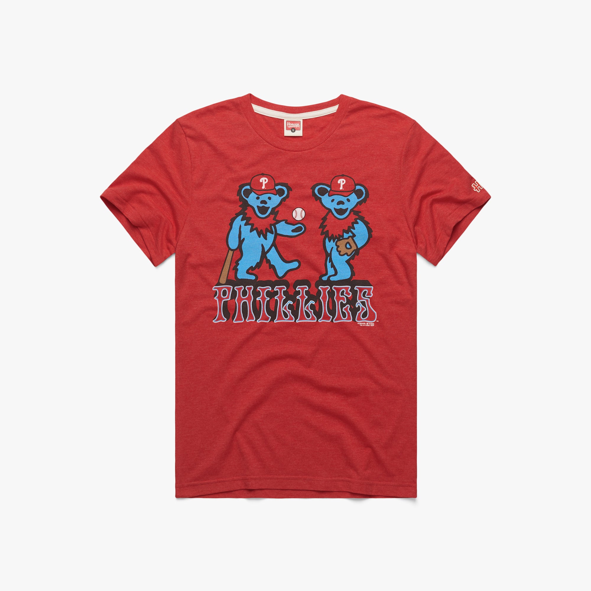 MLB x Grateful Dead x Phillies T-Shirt from Homage. | Red | Vintage Apparel from Homage.
