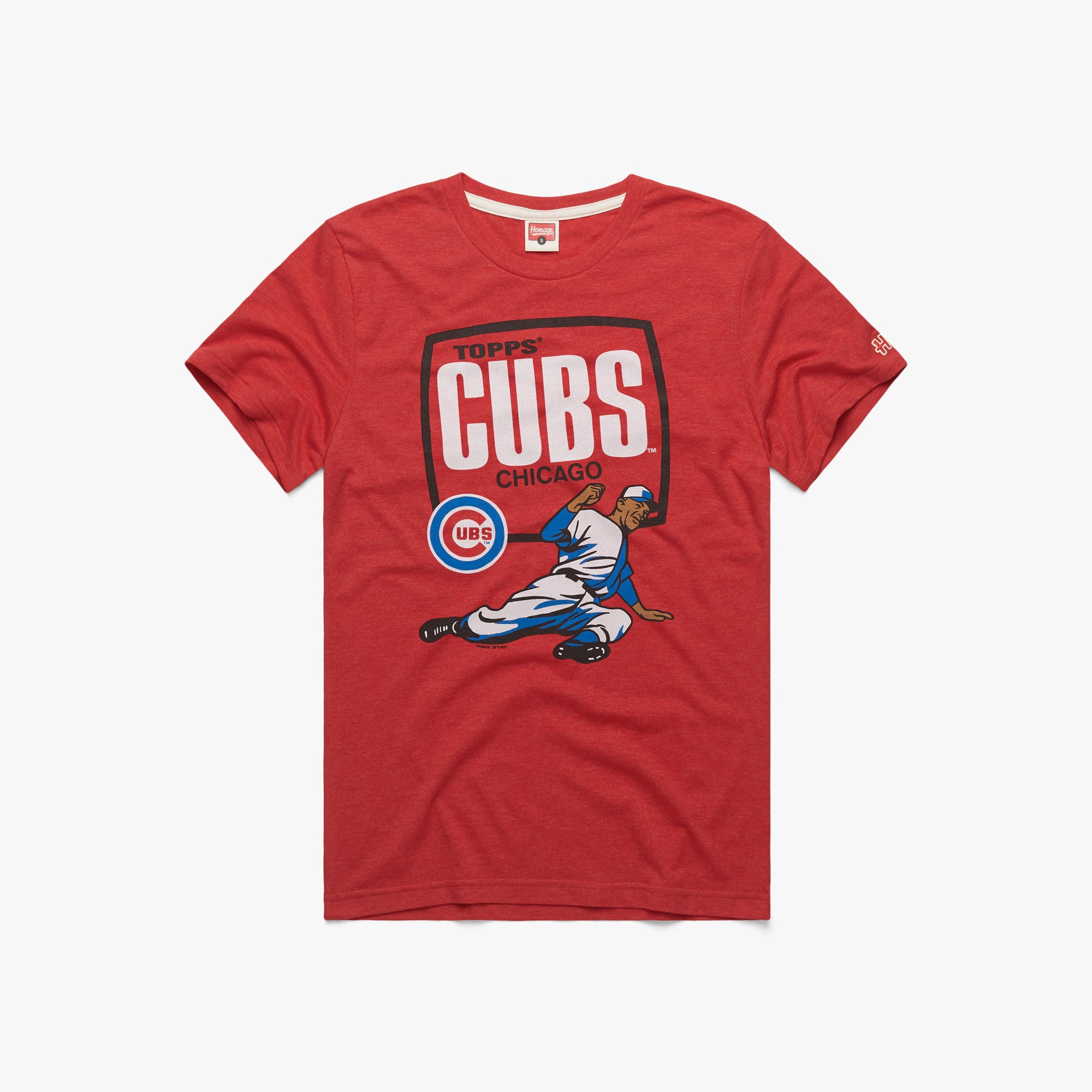 MLB x Topps Chicago Cubs T-Shirt from Homage. | Red | Vintage Apparel from Homage.