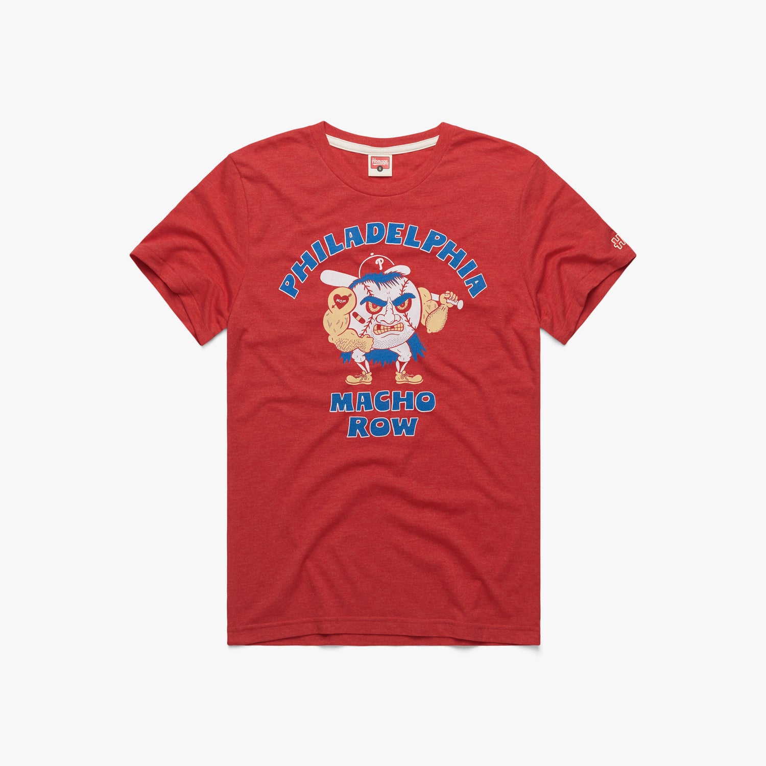 Macho Row Philadelphia Phillies T-Shirt from Homage. | Red | Vintage Apparel from Homage.