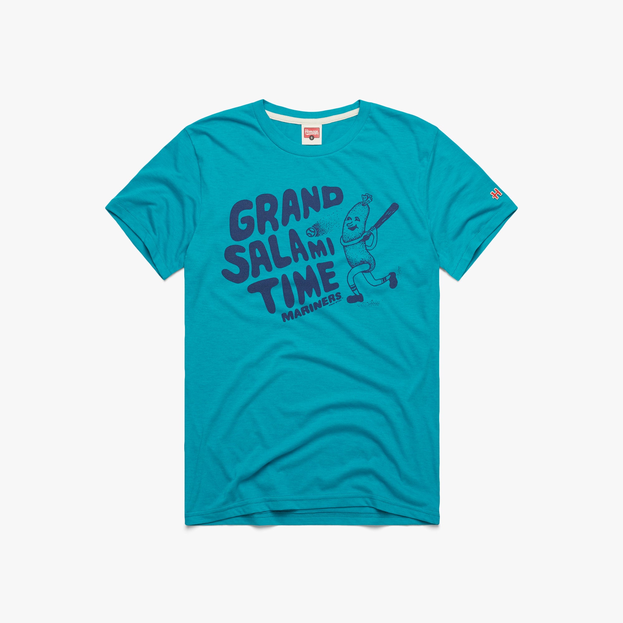 Mariners Grand Salami Time T-Shirt from Homage. | Teal | Vintage Apparel from Homage.