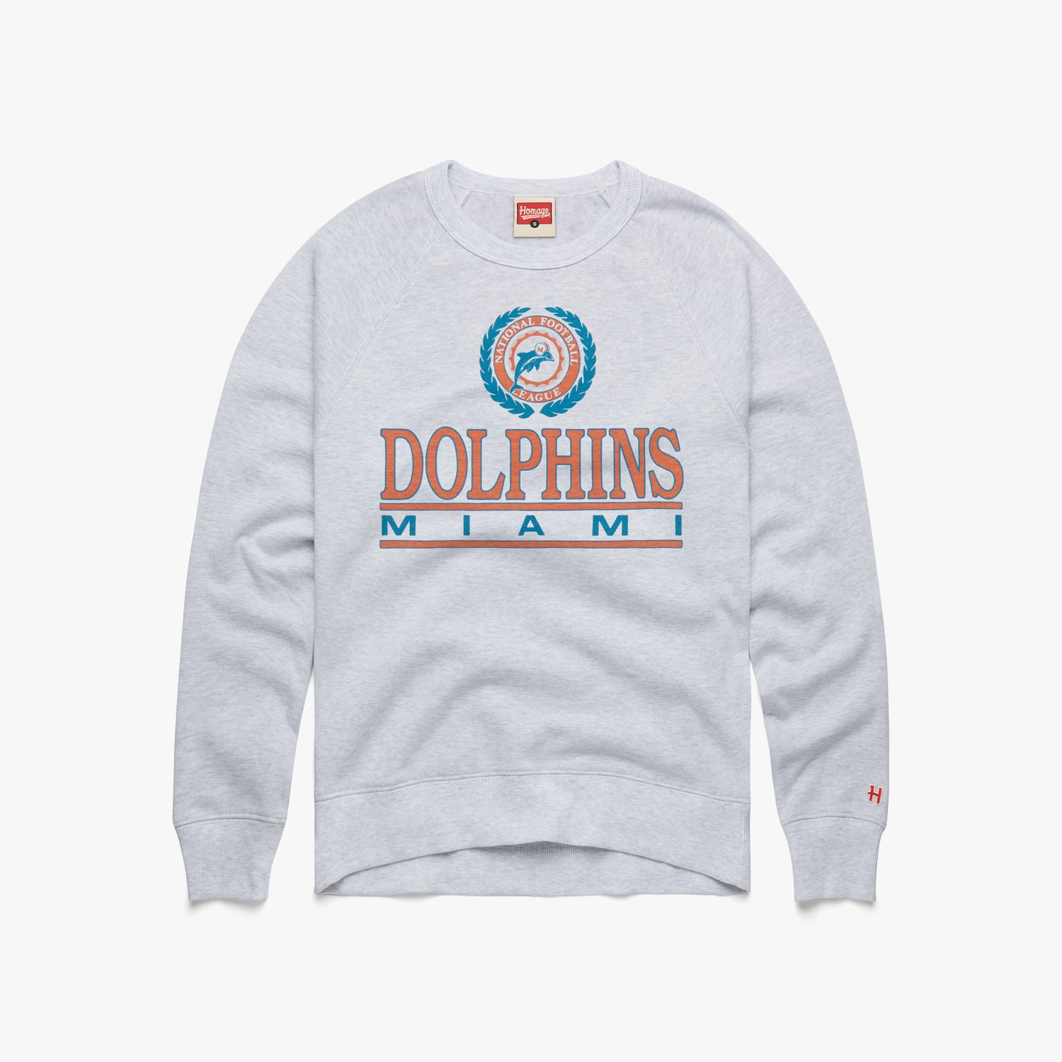Miami Dolphins Crest Crewneck  Retro Miami Dolphins Sweatshirt