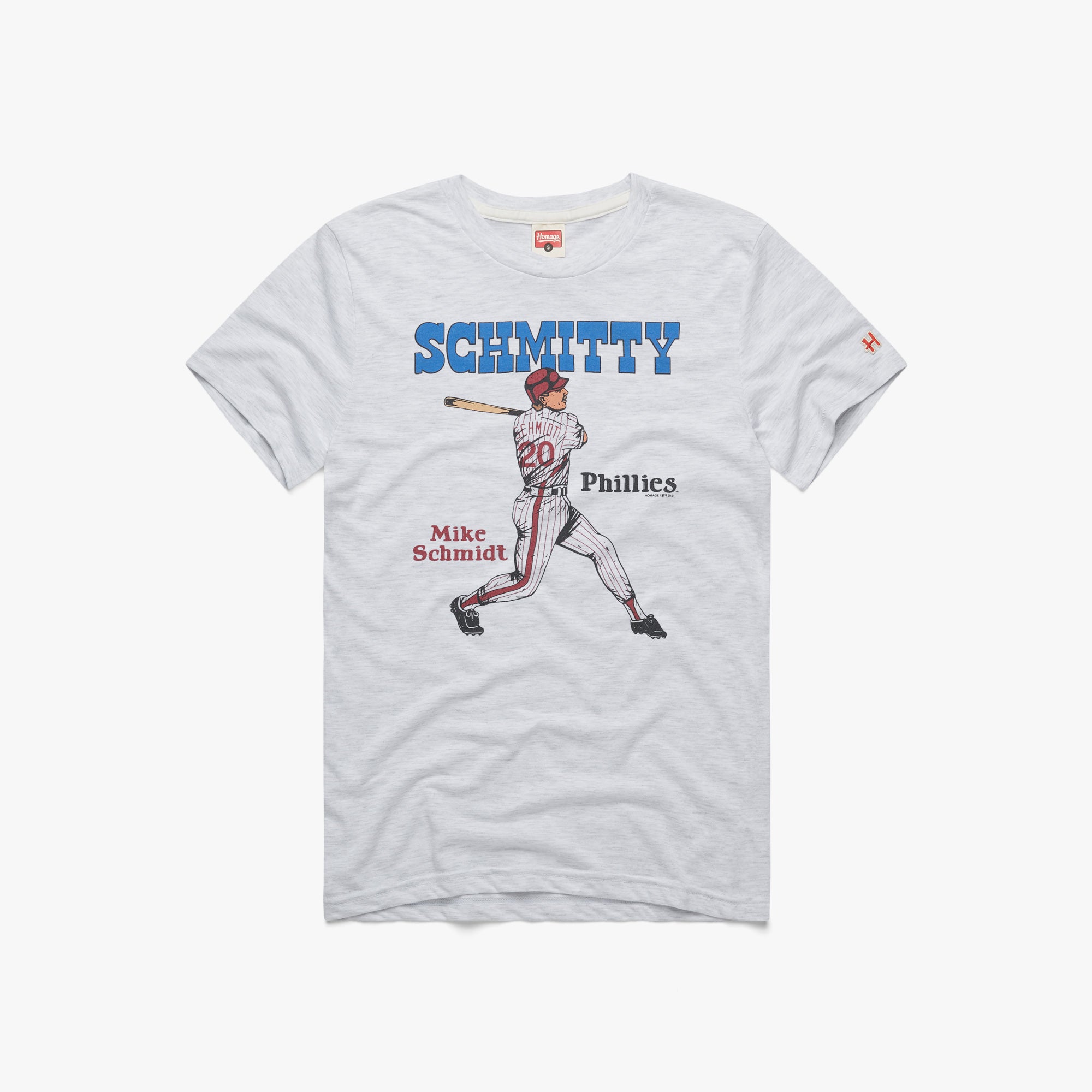 Mike Schmidt Phillies Home Run T-Shirt from Homage. | Ash | Vintage Apparel from Homage.
