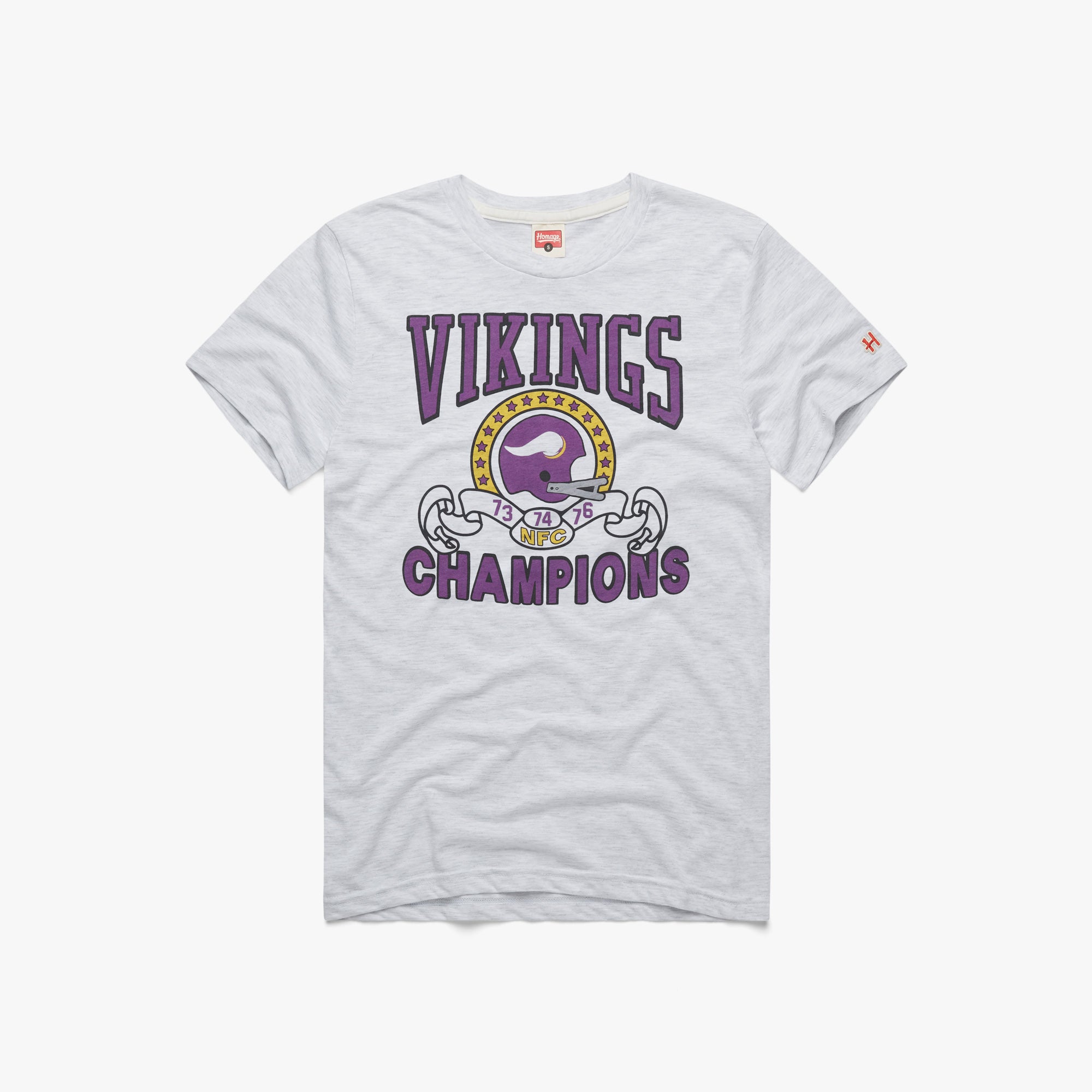 Minnesota Vikings 3 Time NFC Champions T-Shirt from Homage. | Officially Licensed Vintage NFL Apparel from Homage Pro Shop.