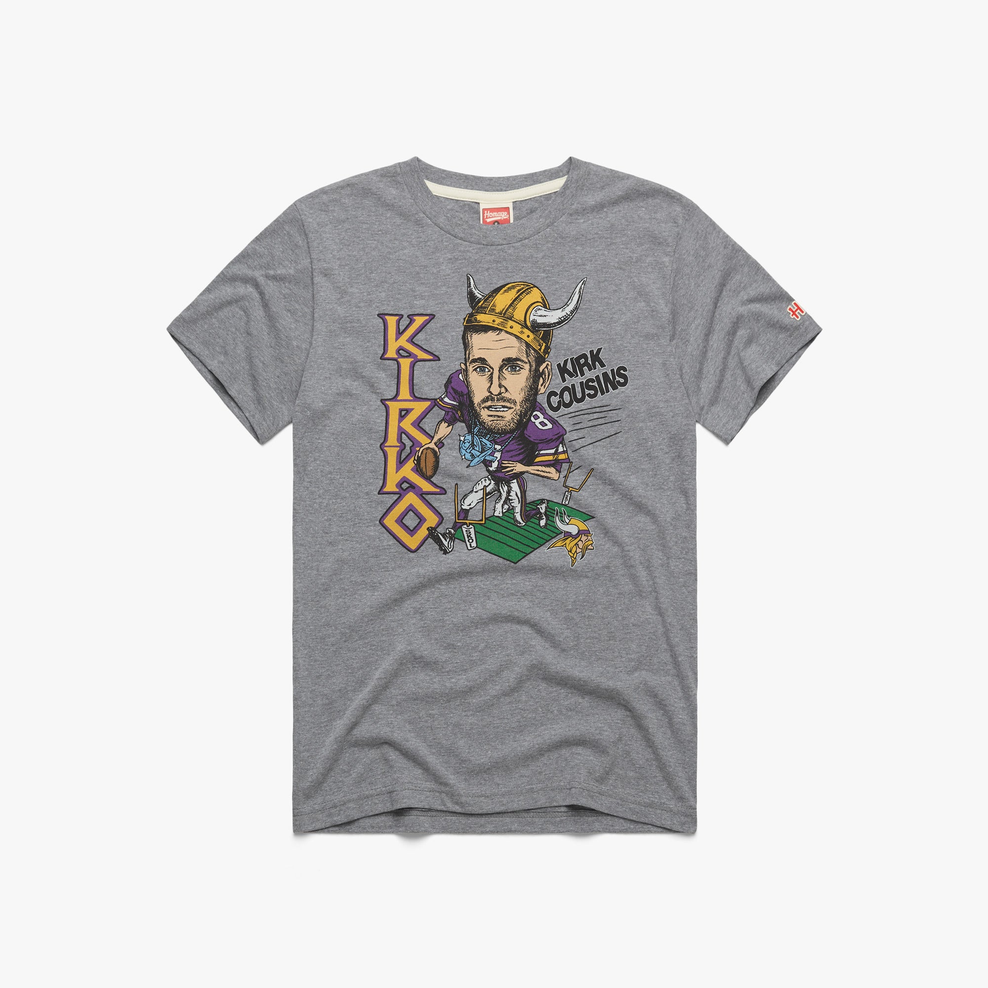 Minnesota Vikings Kirk Cousins T-Shirt from Homage. | Officially Licensed Vintage NFL Apparel from Homage Pro Shop.