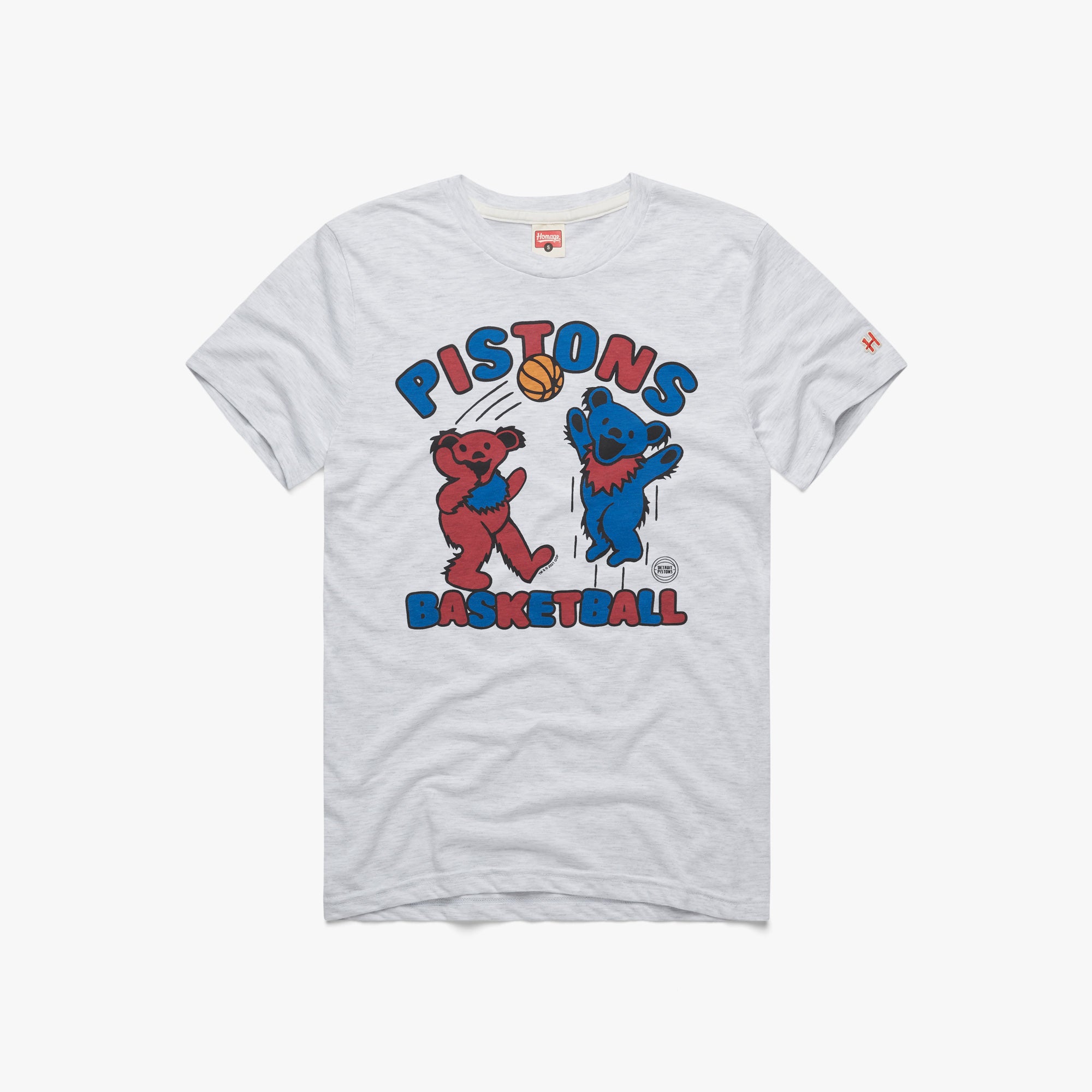 NBA x Grateful Dead x Pistons T-Shirt from Homage. | Ash | Vintage Apparel from Homage.