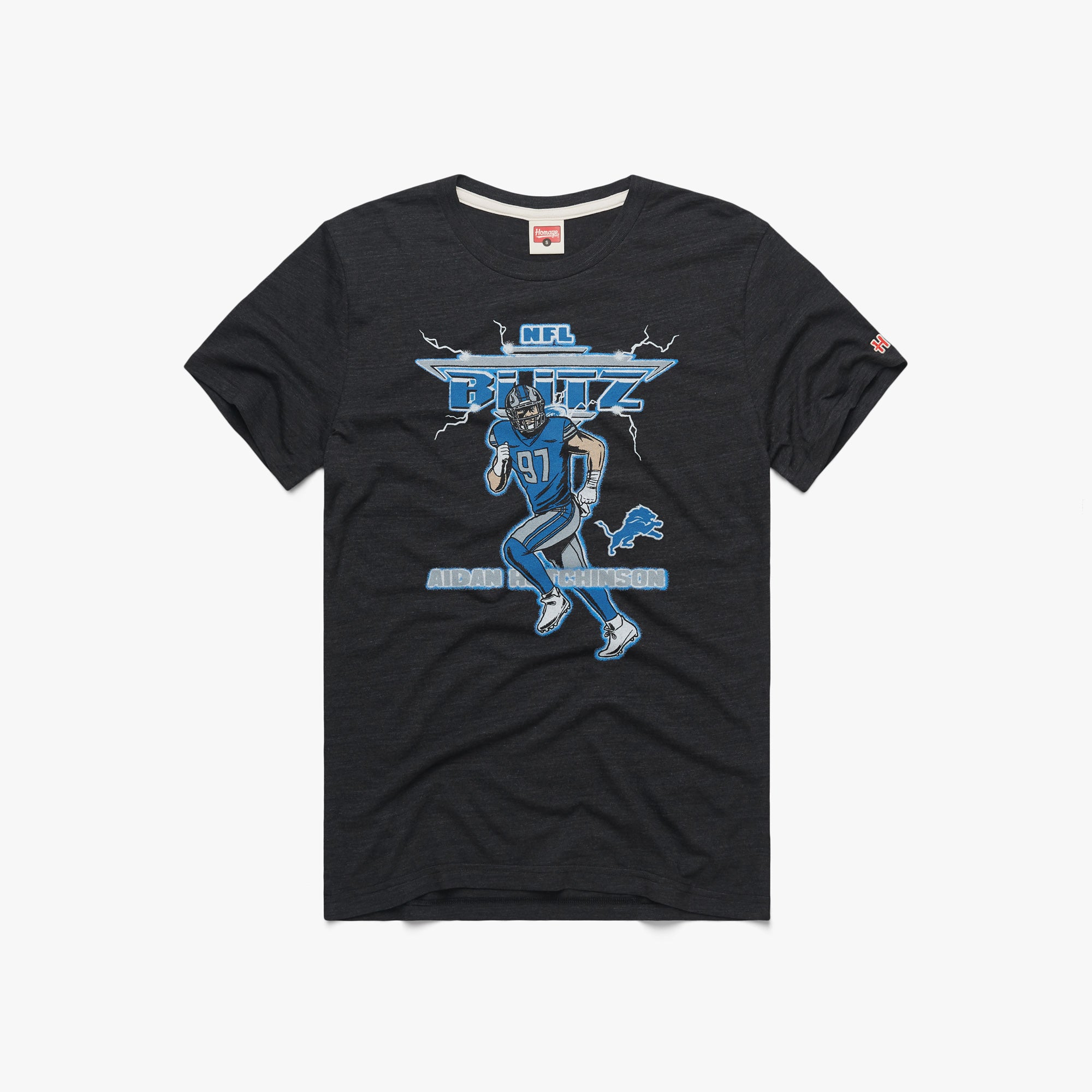 Men's Majestic Threads Aidan Hutchinson Black Detroit Lions Graphic T-Shirt