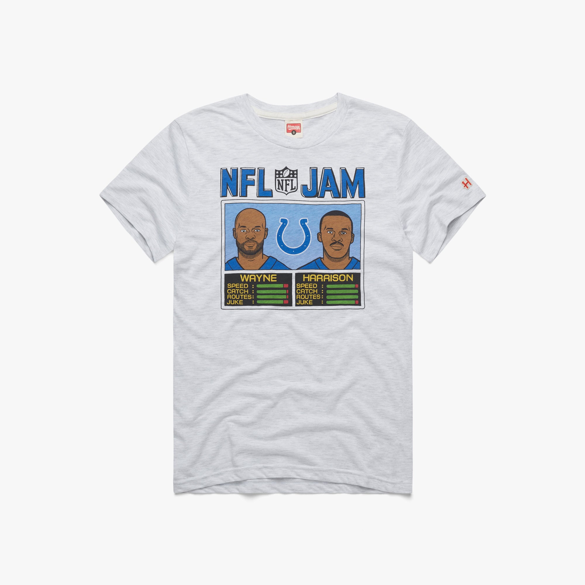 NFL Jam Indianapolis Colts Wayne and Harrison T-Shirt from Homage. | Officially Licensed Vintage NFL Apparel from Homage Pro Shop.