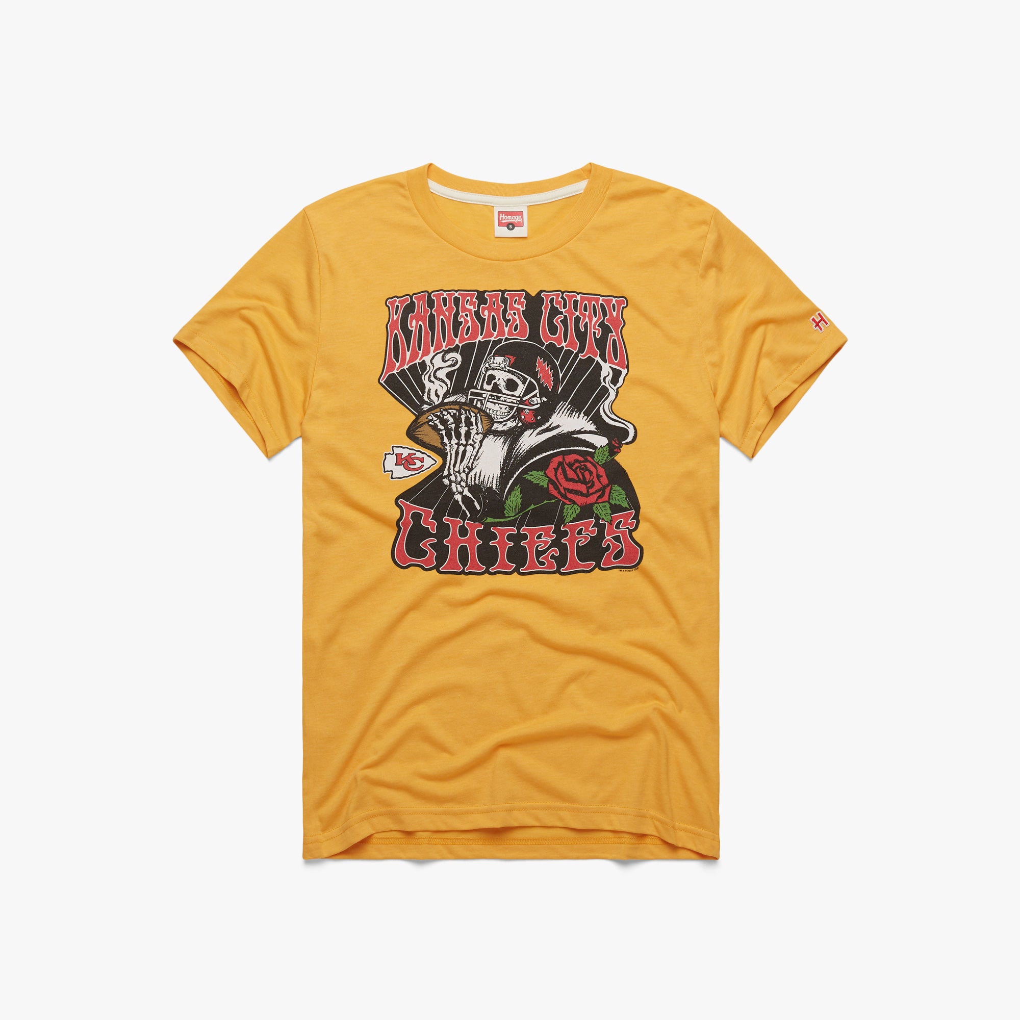 NFL x Grateful Dead x Kansas City Chiefs T-Shirt from Homage. | Officially Licensed Vintage NFL Apparel from Homage Pro Shop.