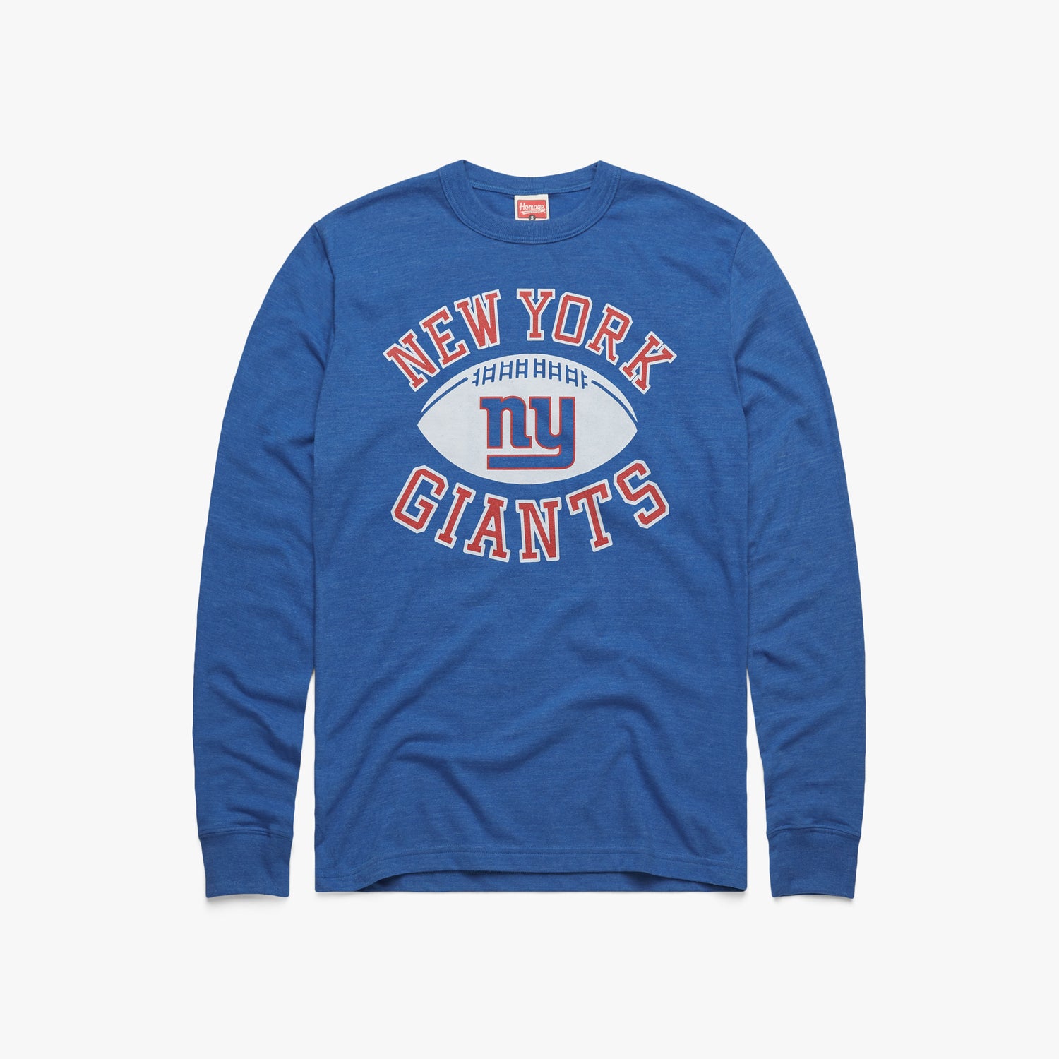 New York Giants Pigskin Long Sleeve Tee  Retro Giants Long Sleeve T-Shirt  – HOMAGE
