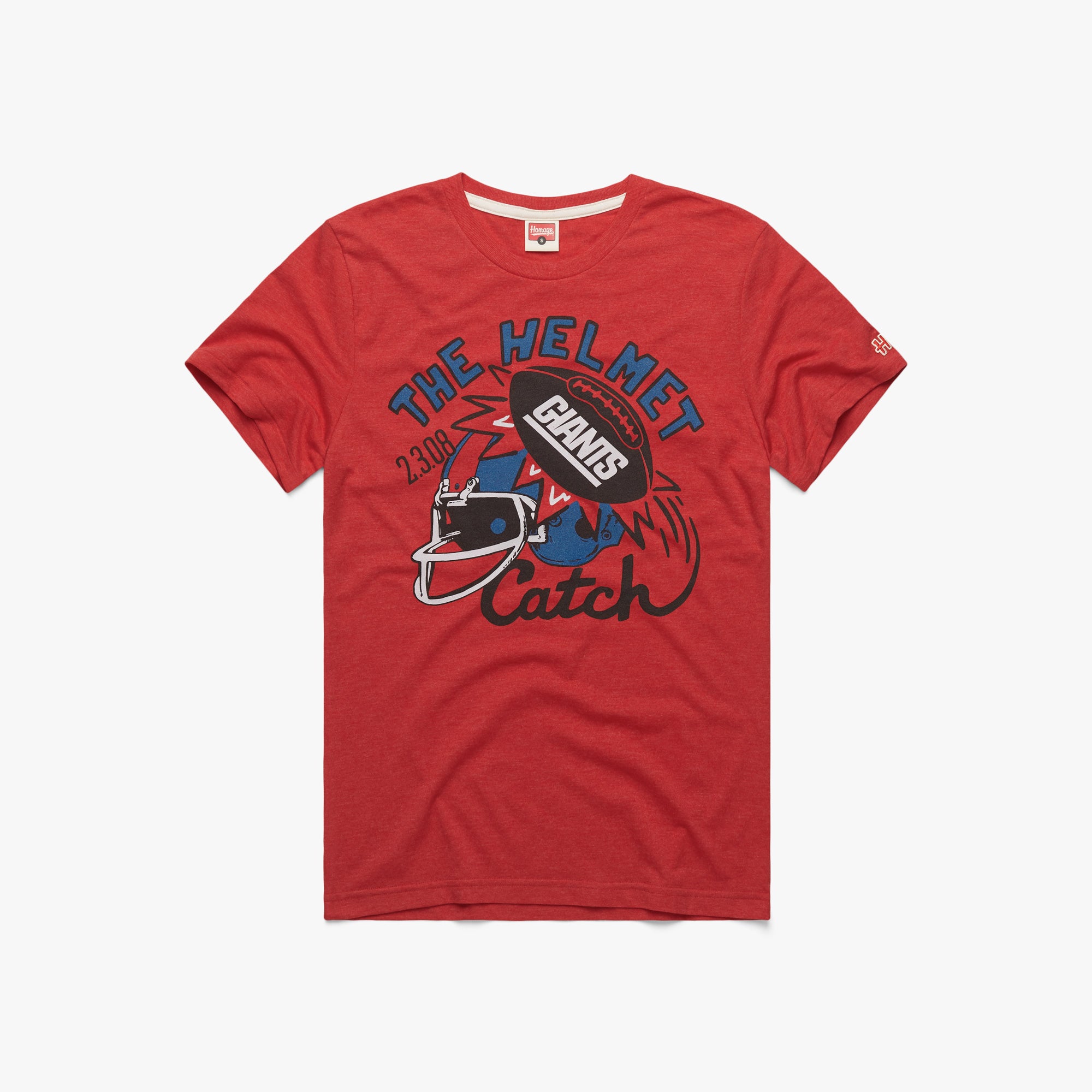 New York Giants Helmet Retro T-Shirt from Homage. | Officially Licensed Vintage NFL Apparel from Homage Pro Shop.