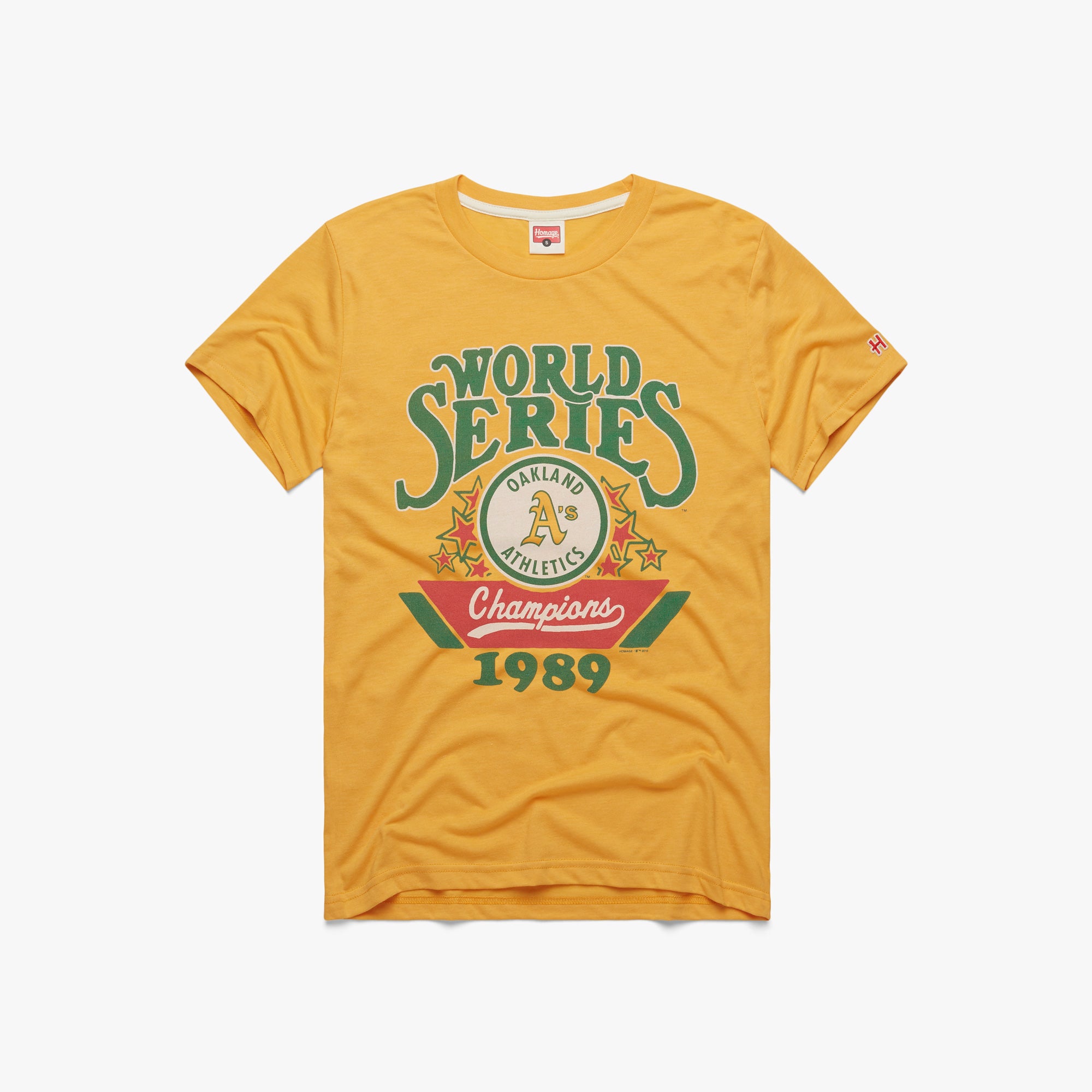 Oakland A's 1989 Champs T-Shirt from Homage. | Gold | Vintage Apparel from Homage.