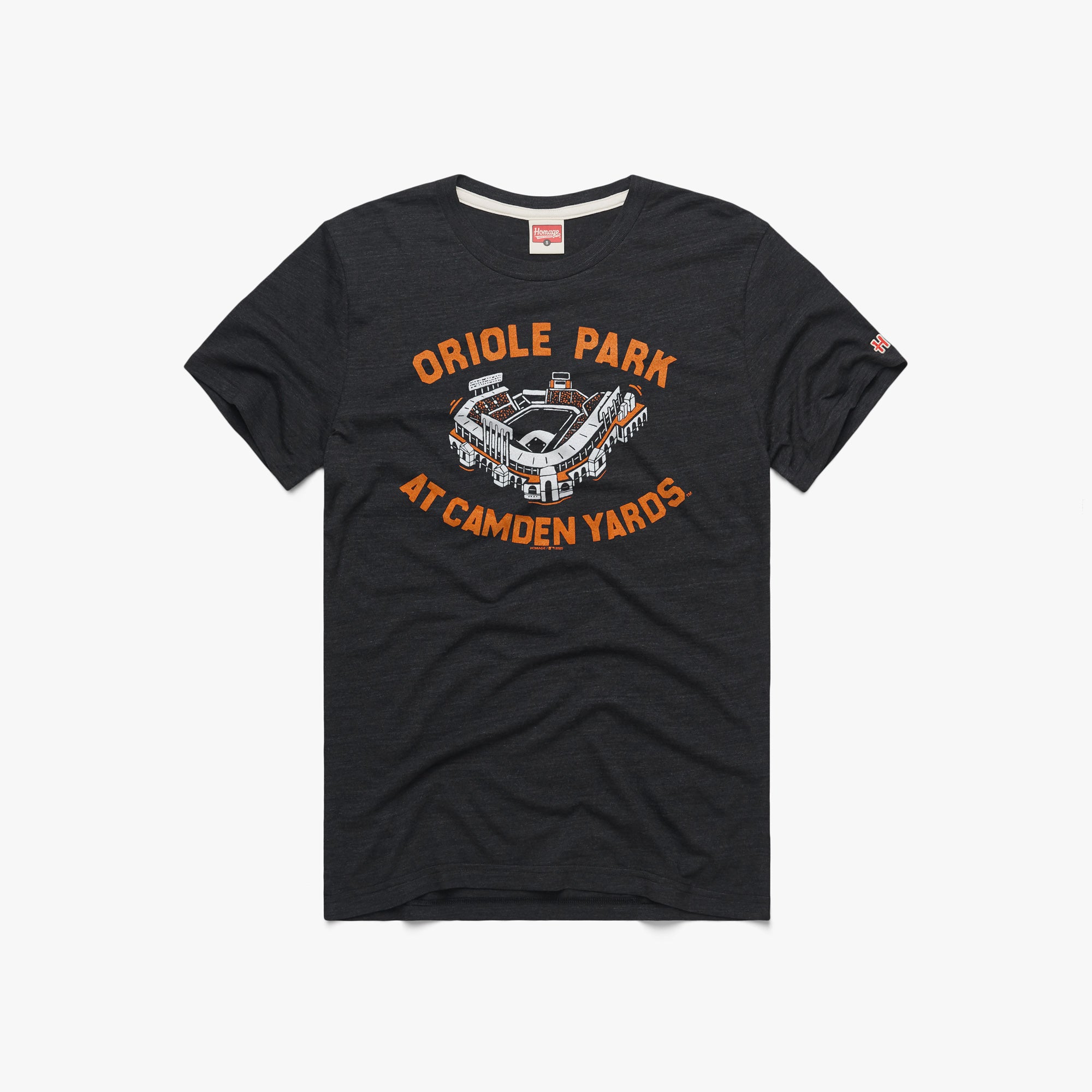 Oriole Park at Camden Yards T-Shirt from Homage. | Charcoal | Vintage Apparel from Homage.