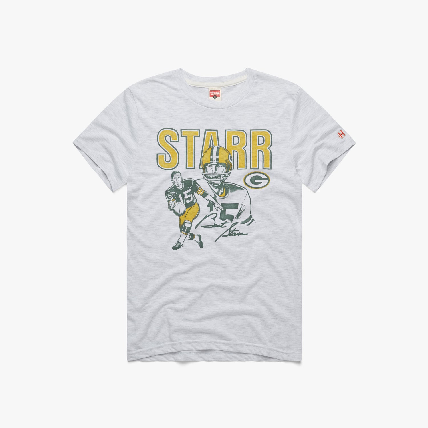 Green Bay Packers Bart Starr Signature T-Shirt from Homage. | Officially Licensed Vintage NFL Apparel from Homage Pro Shop.