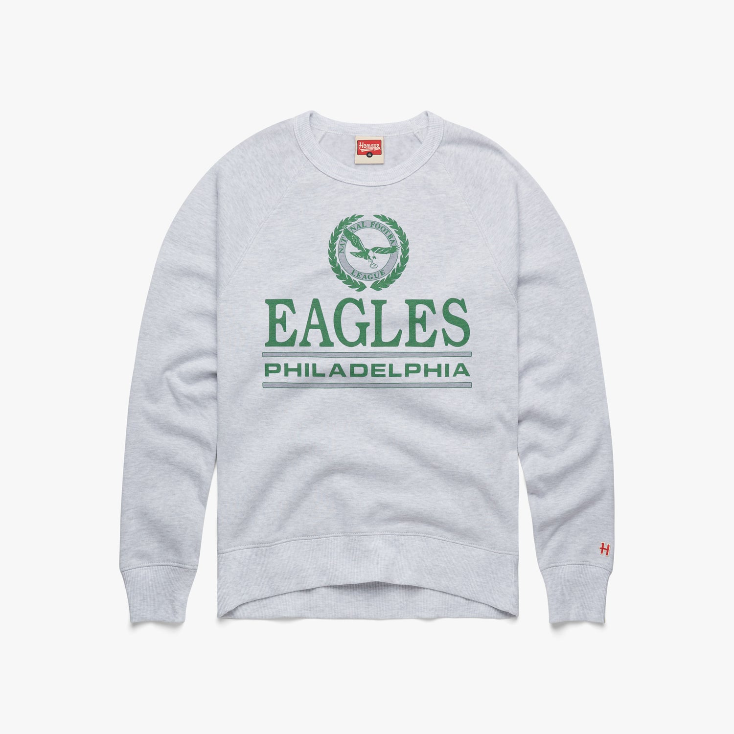 Philadelphia Eagles Crest Crewneck | Kelly Green Eagles Apparel from Homage. | Officially Licensed NFL Apparel from Homage Pro Shop.