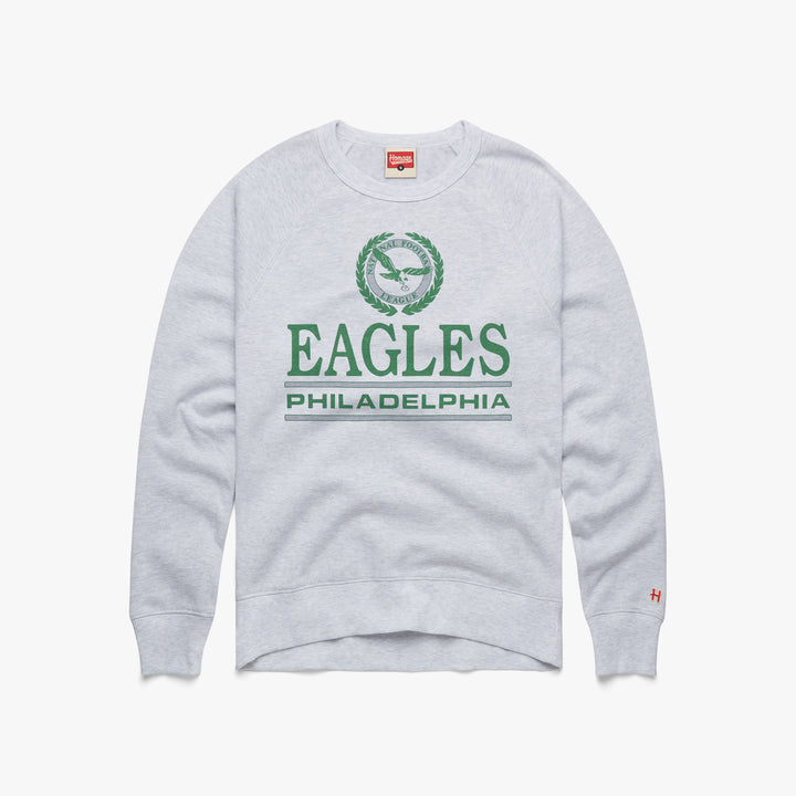 Philadelphia Eagles Helmet Retro Crewneck | Kelly Green Eagles Apparel from Homage. | Officially Licensed NFL Apparel from Homage Pro Shop.