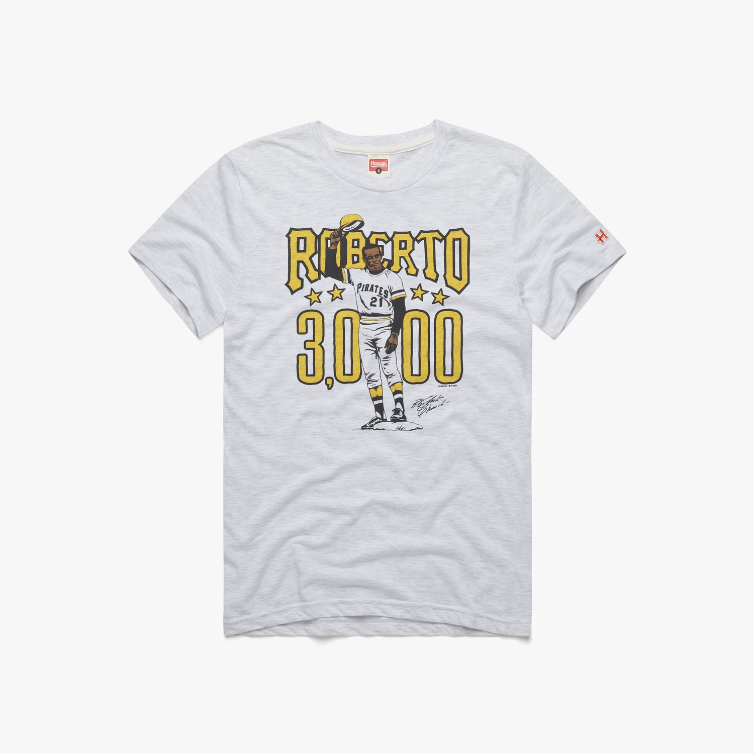 Pirates Ke'Bryan Hayes Signature Jersey T-Shirt from Homage. | Gold | Vintage Apparel from Homage.